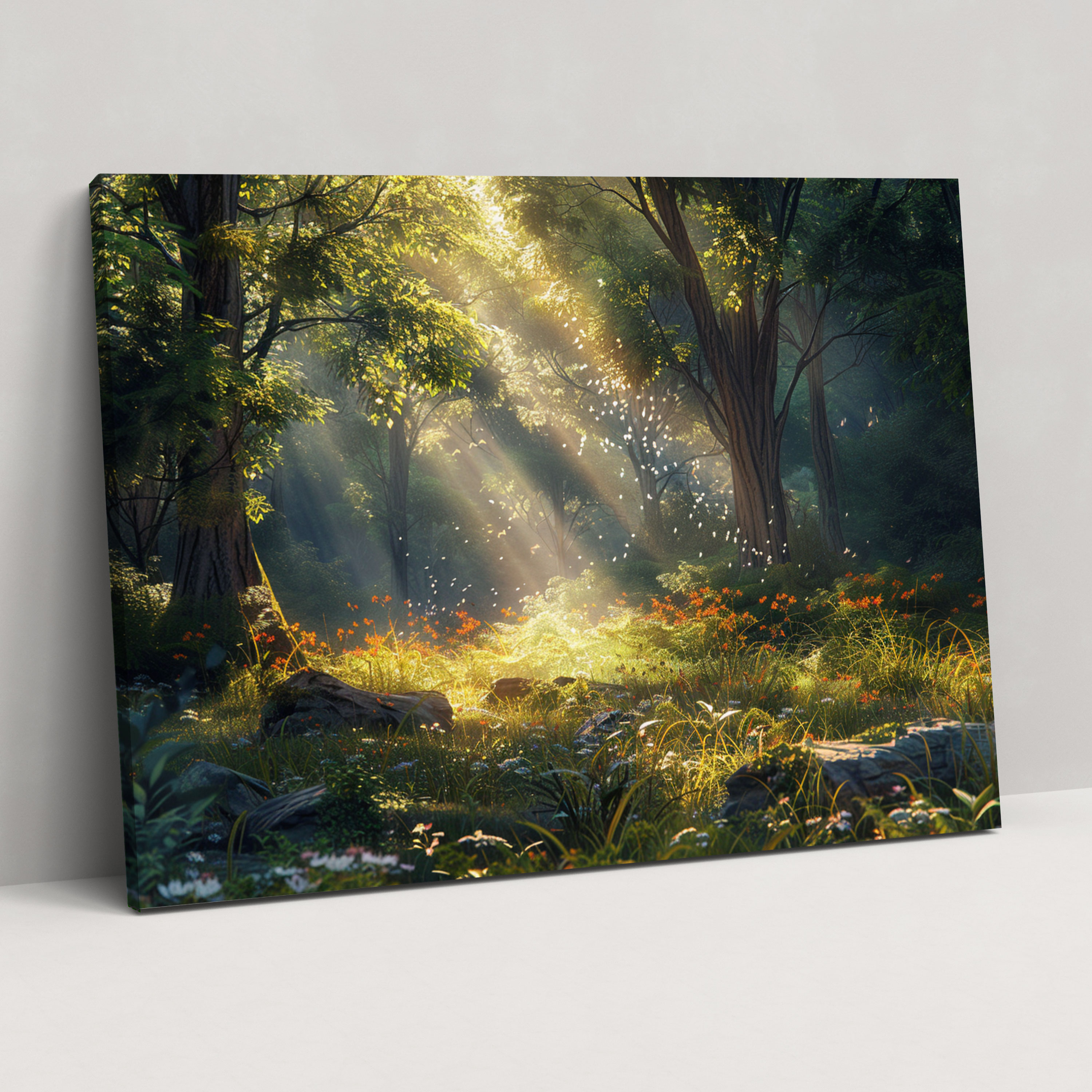 Realism Canvas Print Wall Art - Enchanting Forest Scene Sunlight - Realism, Realism, Forest Scene, Canvas Print