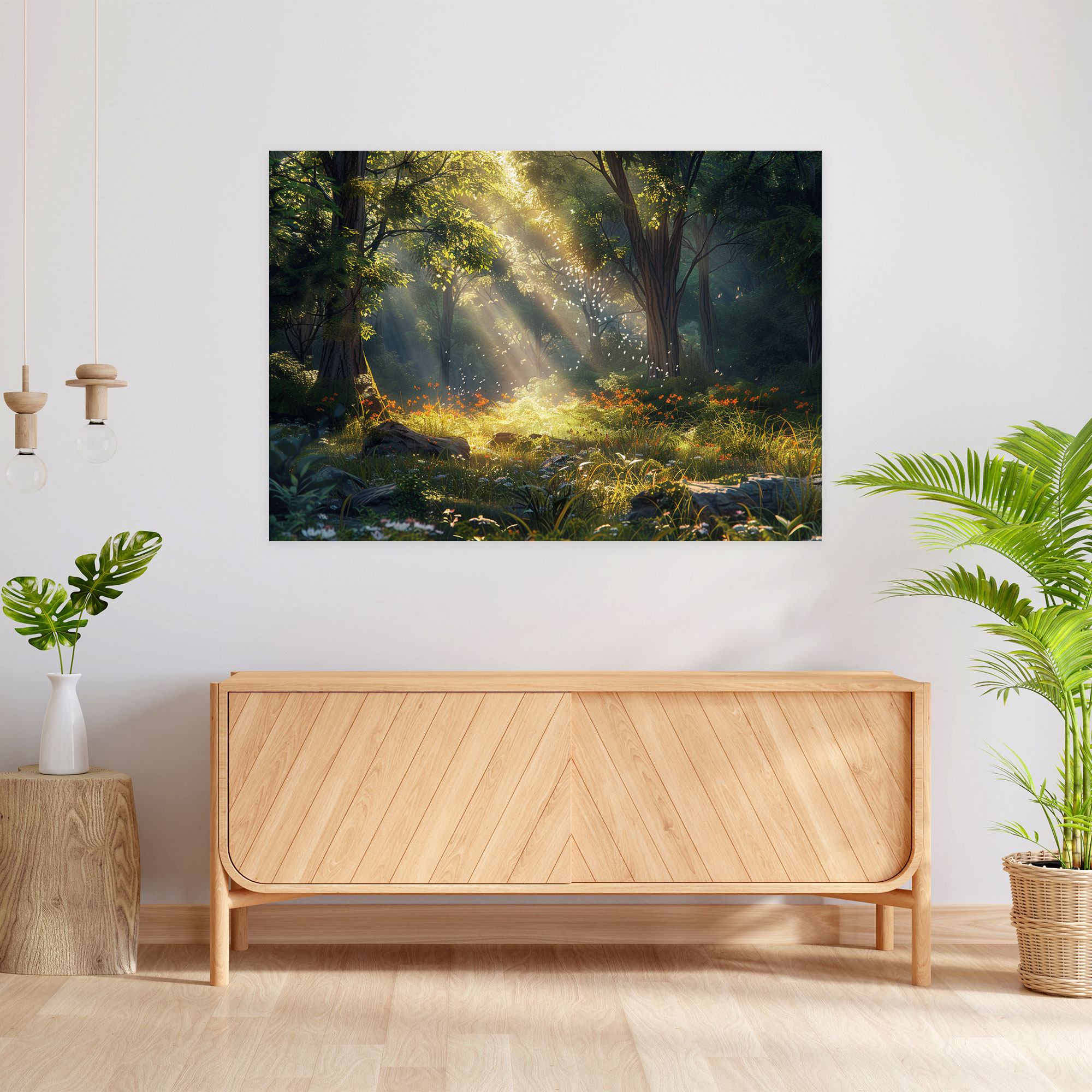 Realism Canvas Print Wall Art - Enchanting Forest Scene Sunlight - Realism, Realism, Forest Scene, Canvas Print