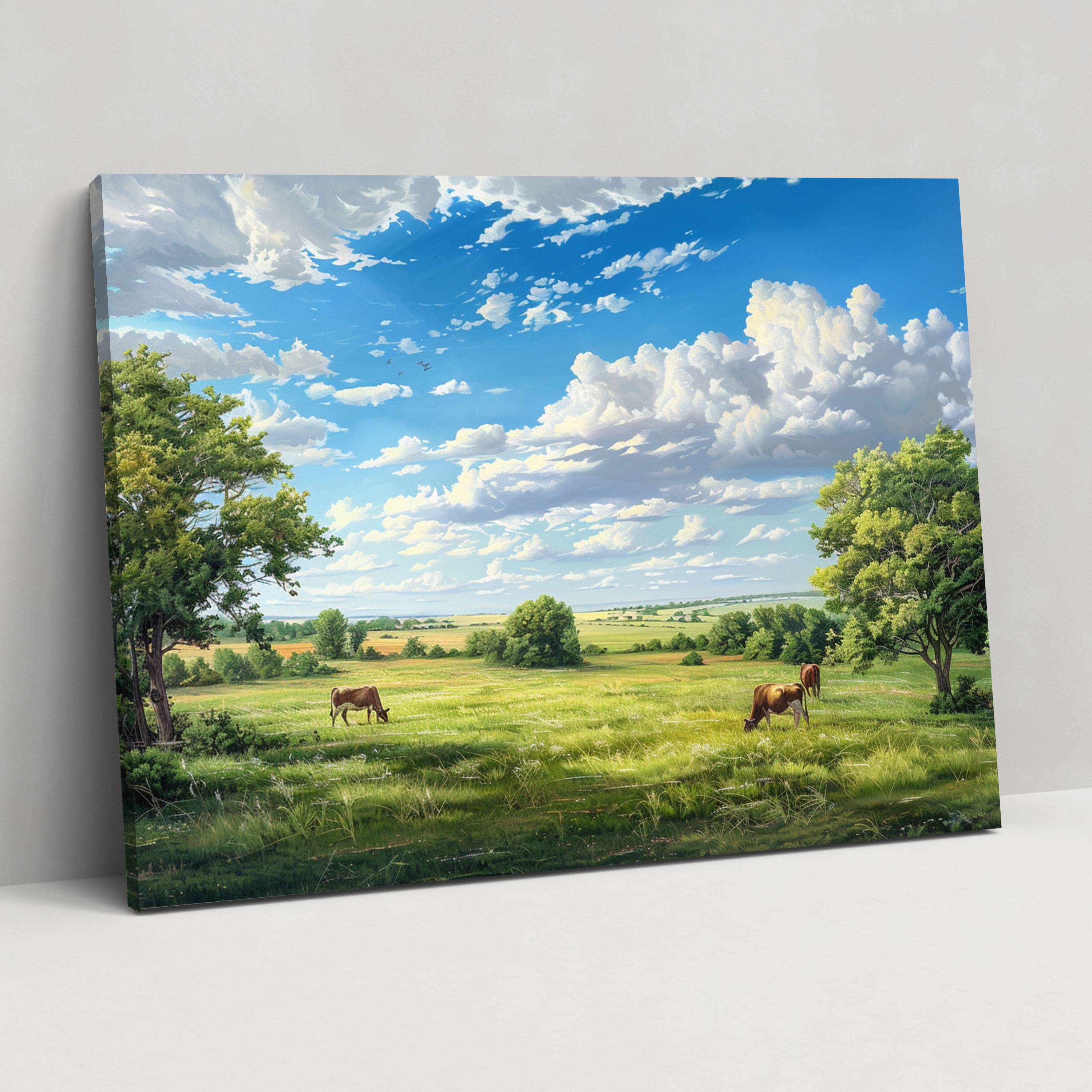 Realism Canvas Print Countryside Cows Wall Art - Realism, Home Decoration, Canvas Wall Art, Canvas