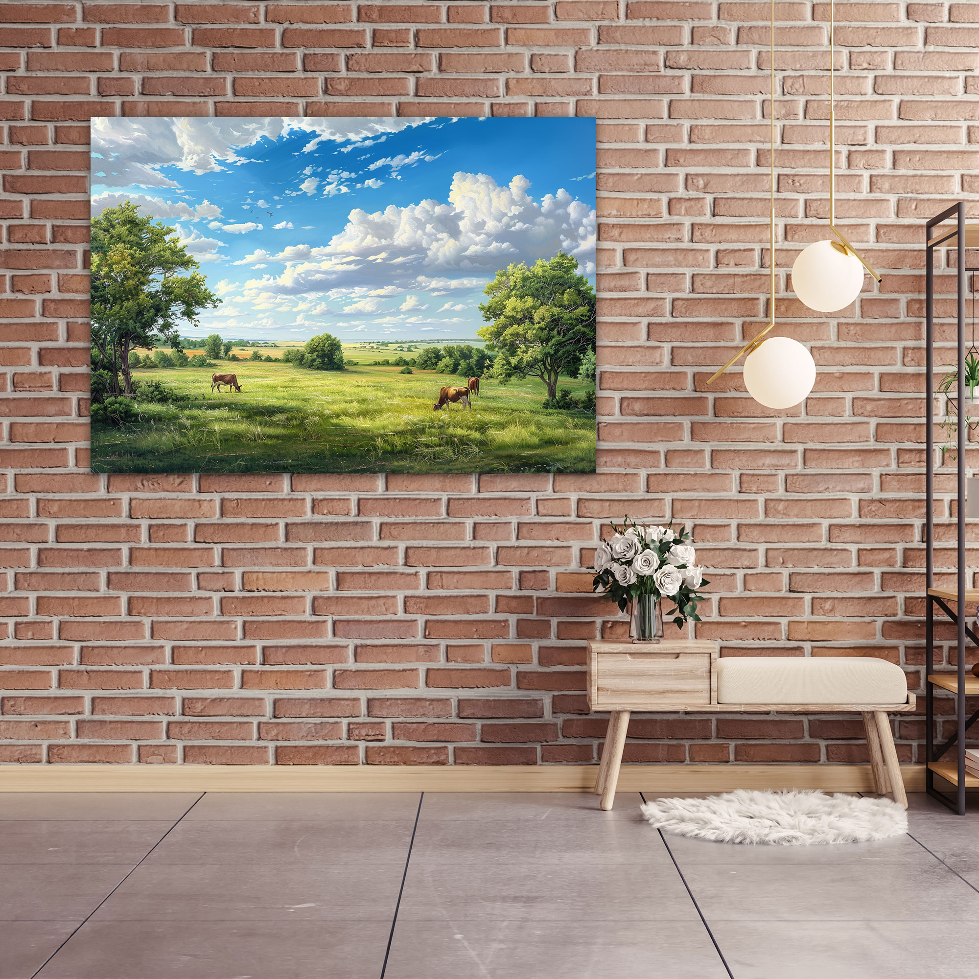 Realism Canvas Print Countryside Cows Wall Art - Realism, Home Decoration, Canvas Wall Art, Canvas