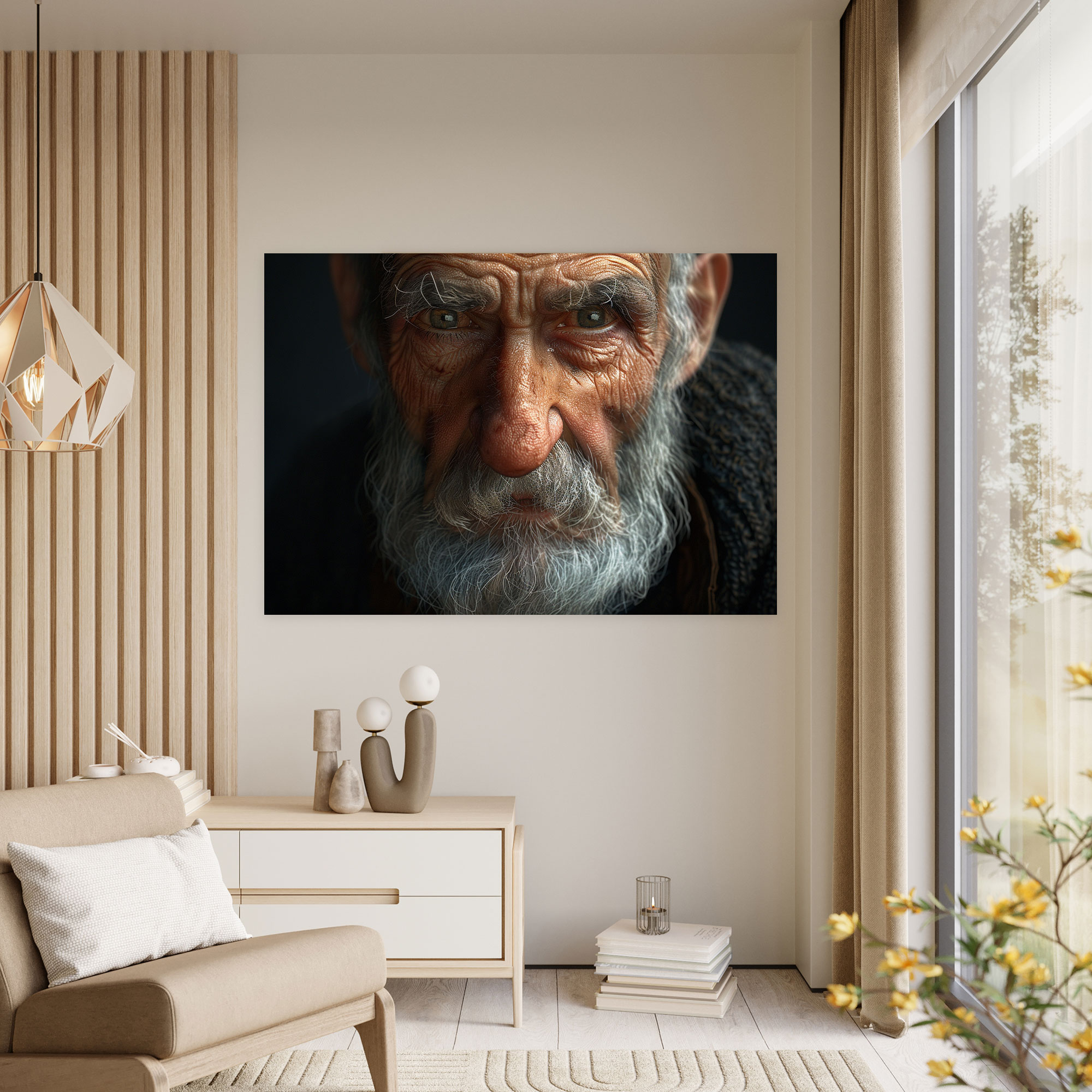 Realism Canvas Print Wise Old Man Portrait Wall Art - Realism, Home Decoration, Canvas, Realism