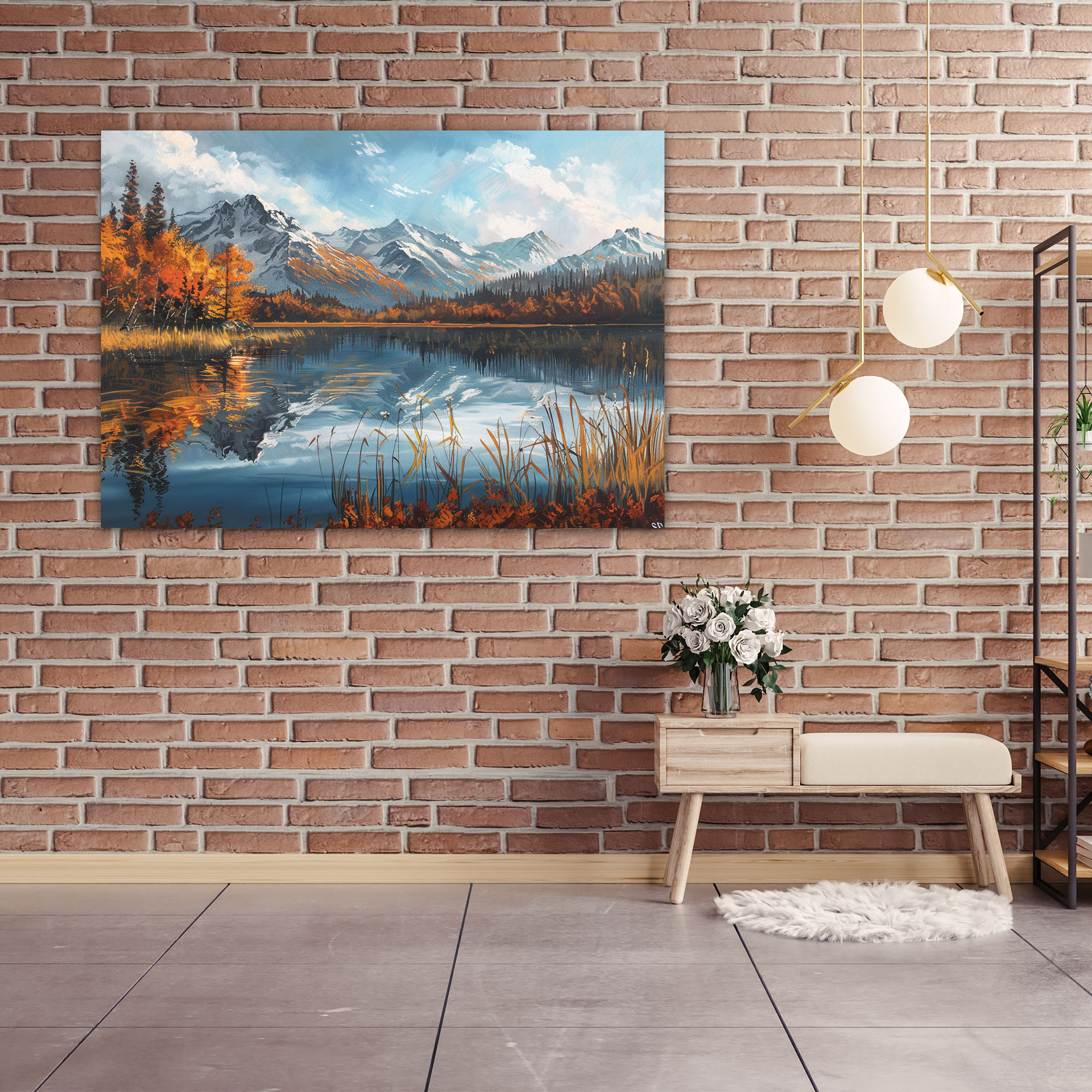 Realism Canvas Print: Autumn Reflections - Realism, Autumn Colors, Realism, Lake