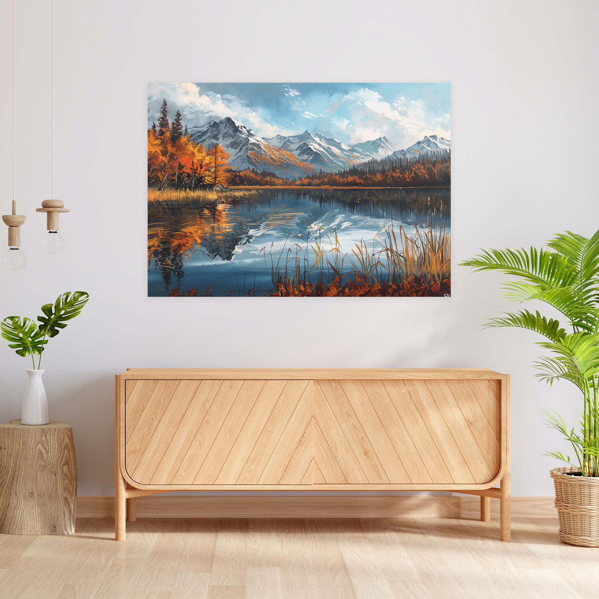 Realism Canvas Print: Autumn Reflections - Realism, Autumn Colors, Realism, Lake