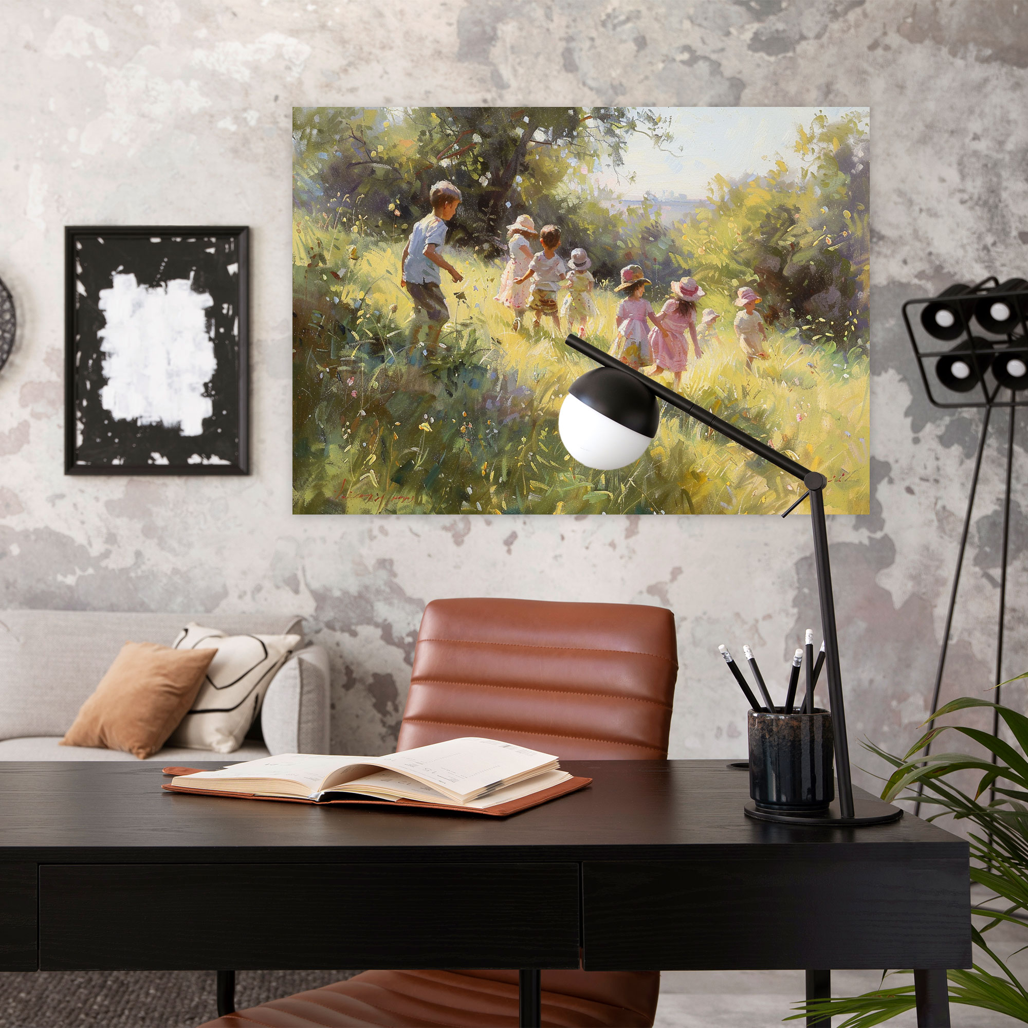 Realism Canvas Print: Meadow Playtime - Realism, Children, Wall Decoration, Realism