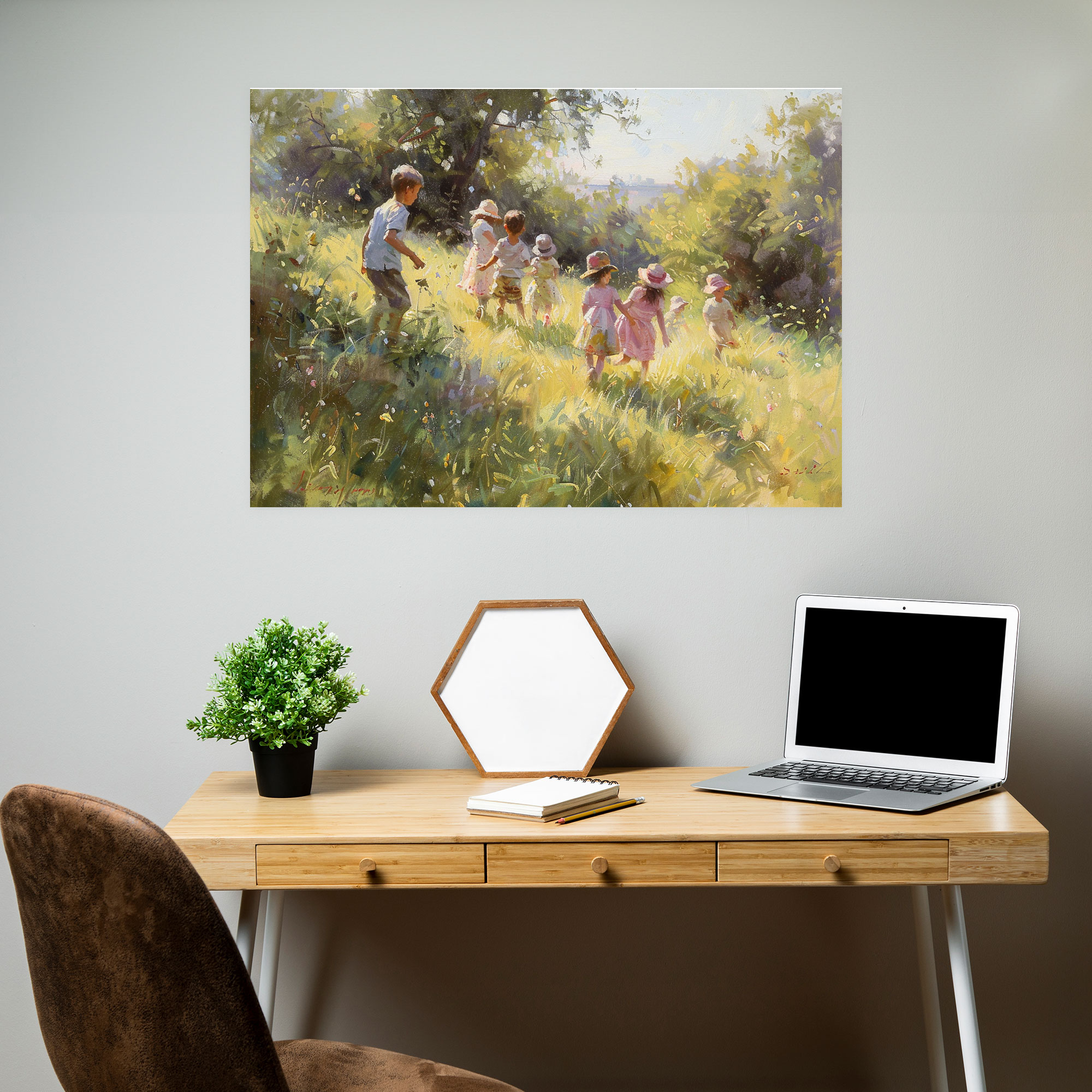 Realism Canvas Print: Meadow Playtime - Realism, Children, Wall Decoration, Realism