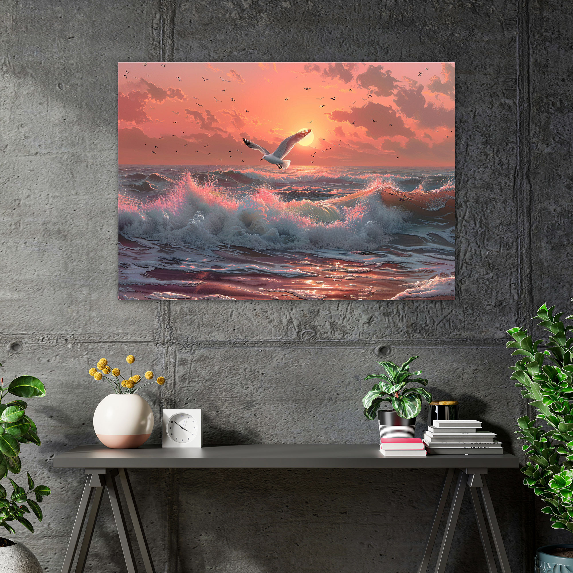 Realism Canvas Print: Coastal Serenity - Realism, Canvas Print, Coastal Scene, Waves