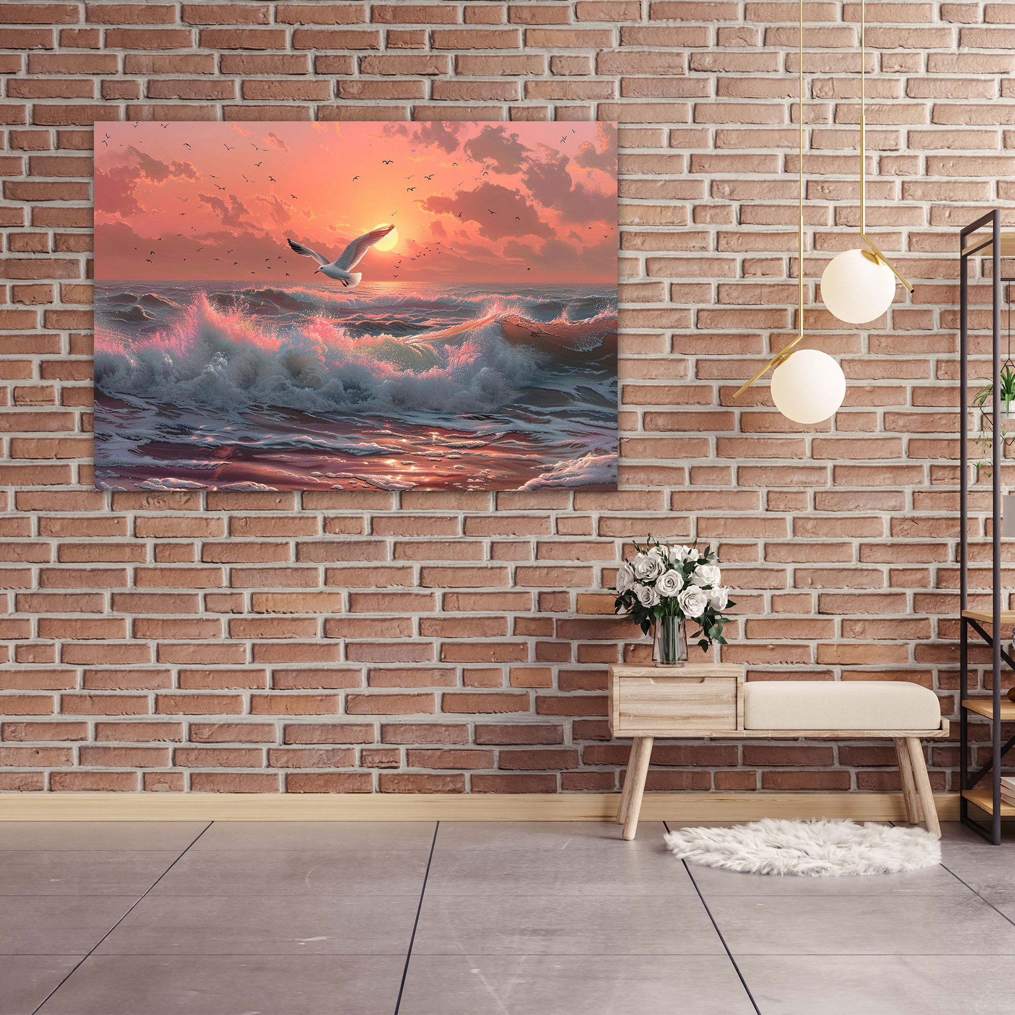 Realism Canvas Print: Coastal Serenity - Realism, Canvas Print, Coastal Scene, Waves