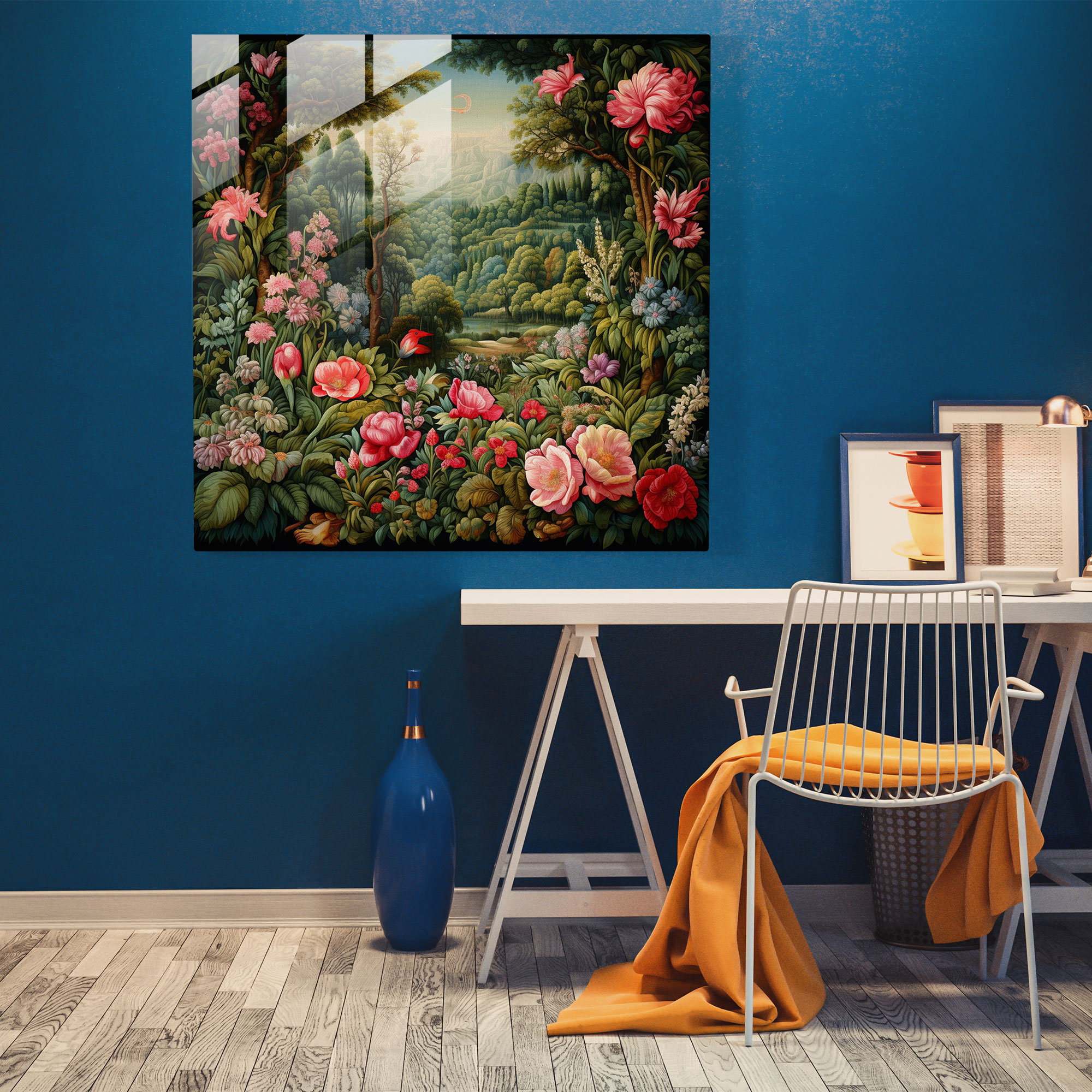 Renaissance Glass Print - Lush Garden Tapestry - Renaissance, Tapestry, Abundance, Glass Print