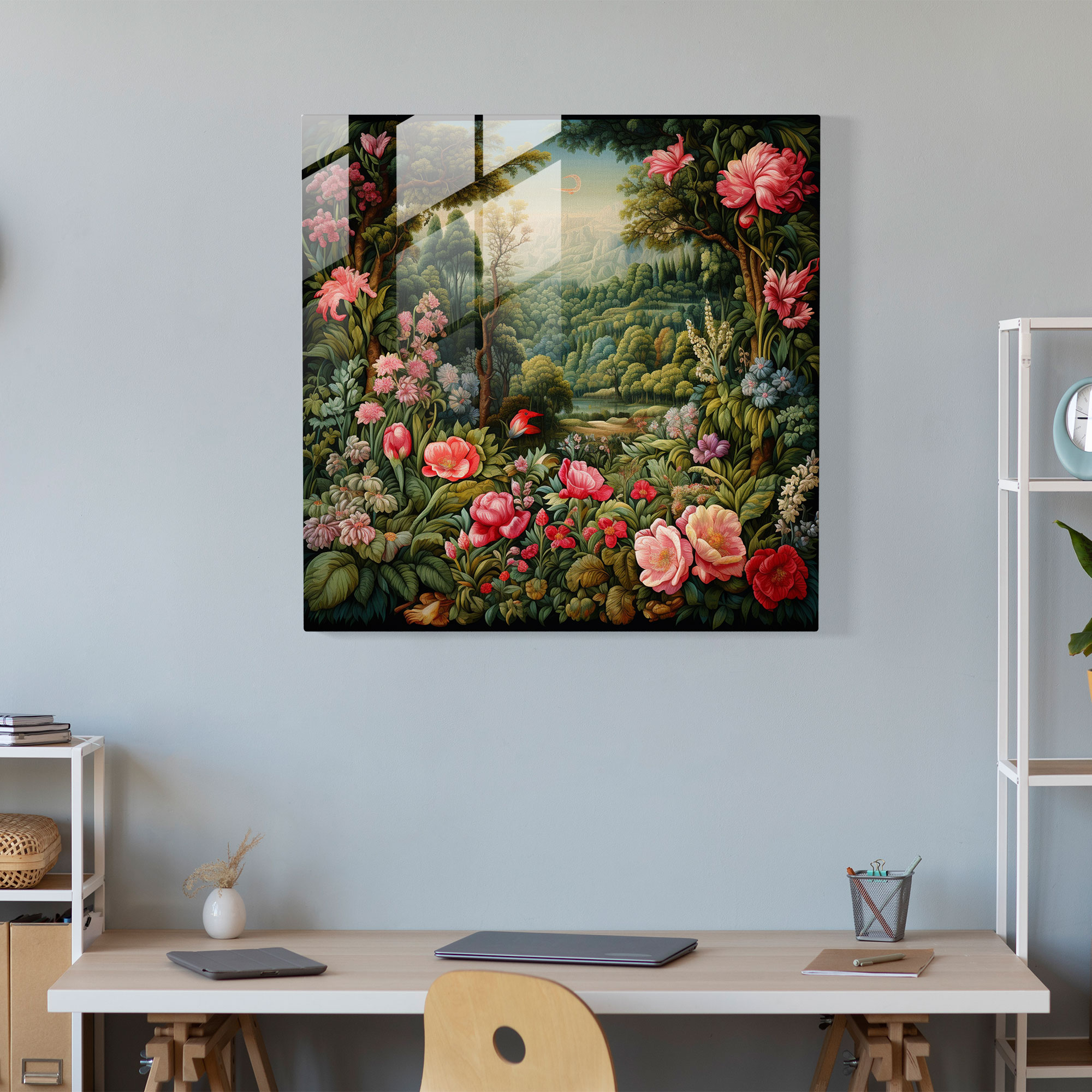 Renaissance Glass Print - Lush Garden Tapestry - Renaissance, Tapestry, Abundance, Glass Print