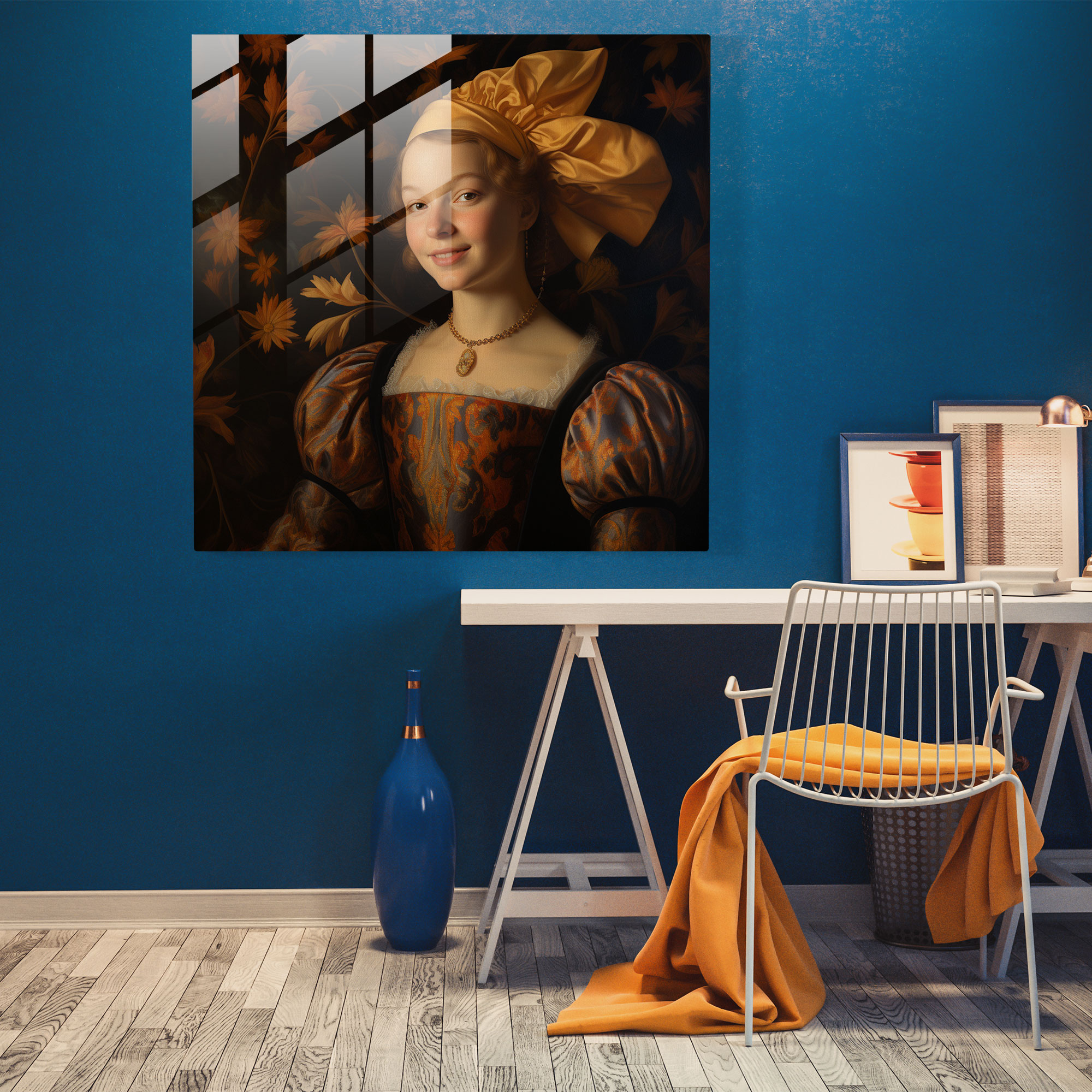 Renaissance Glass Print - Mysterious Portrait - Renaissance, Modern Art, Portrait, Mysterious Smile