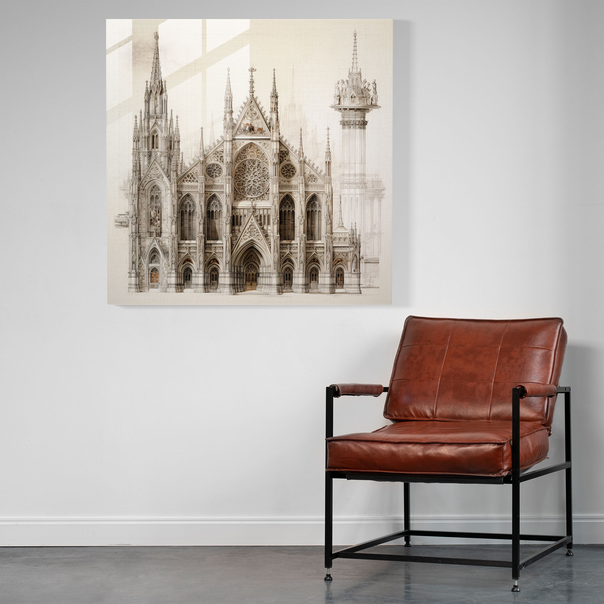 Renaissance Glass Print - Majestic Cathedral Design - Renaissance, Craftsmanship, Architectural Drawing, Modern Art
