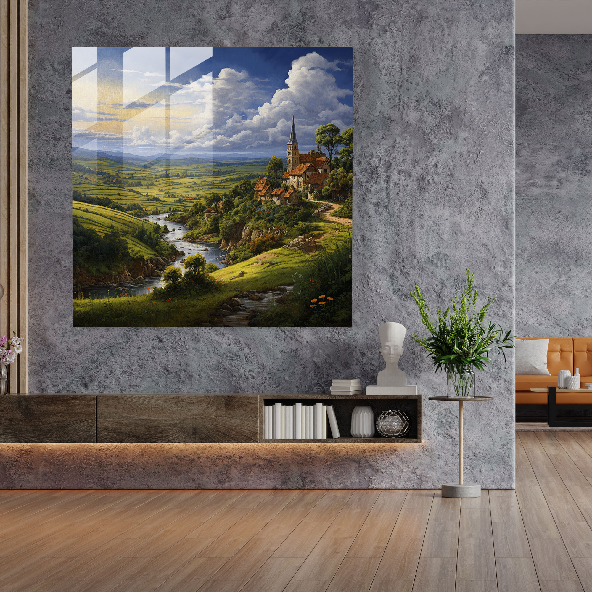 Renaissance Glass Print - Countryside Serenity - Renaissance, Glass Print, Countryside, Tranquility
