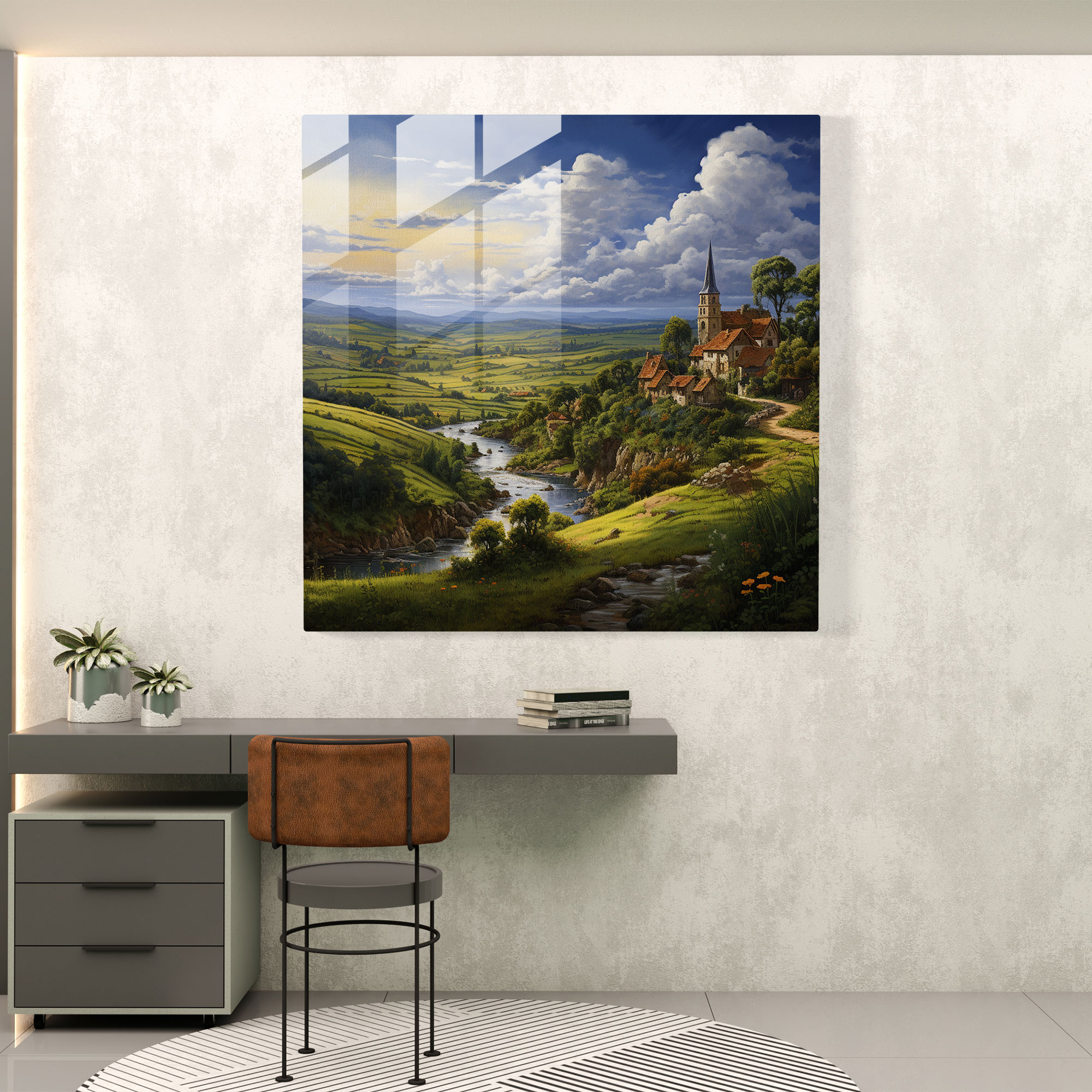 Renaissance Glass Print - Countryside Serenity - Renaissance, Glass Print, Countryside, Tranquility