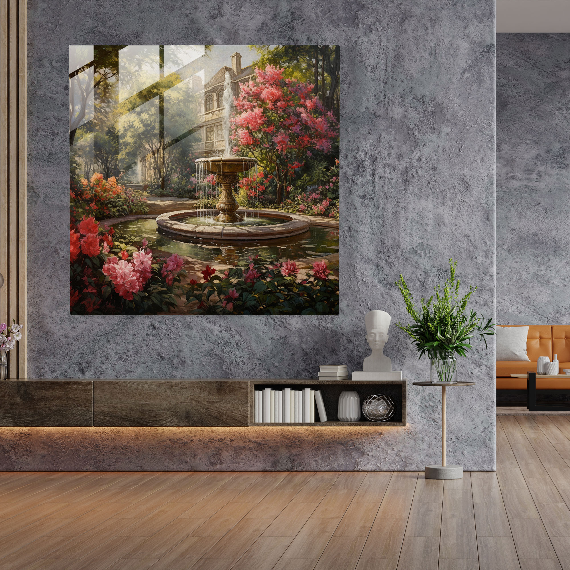 Renaissance Garden Glass Print - Renaissance, Oil Painting, Wall Decoration, Modern Art