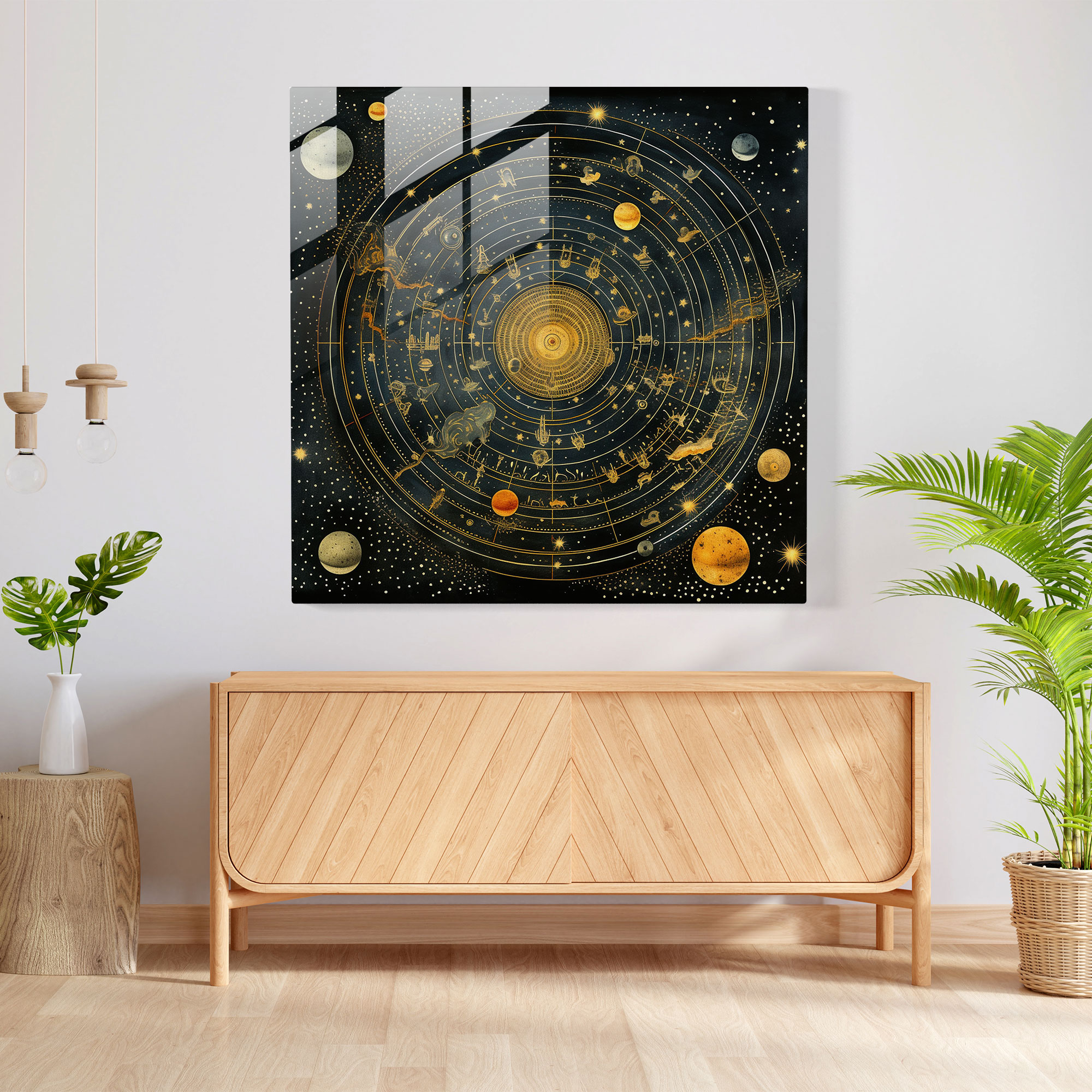 Renaissance Celestial Glass Print - Renaissance, Wall Decoration, Celestial Map, Universe