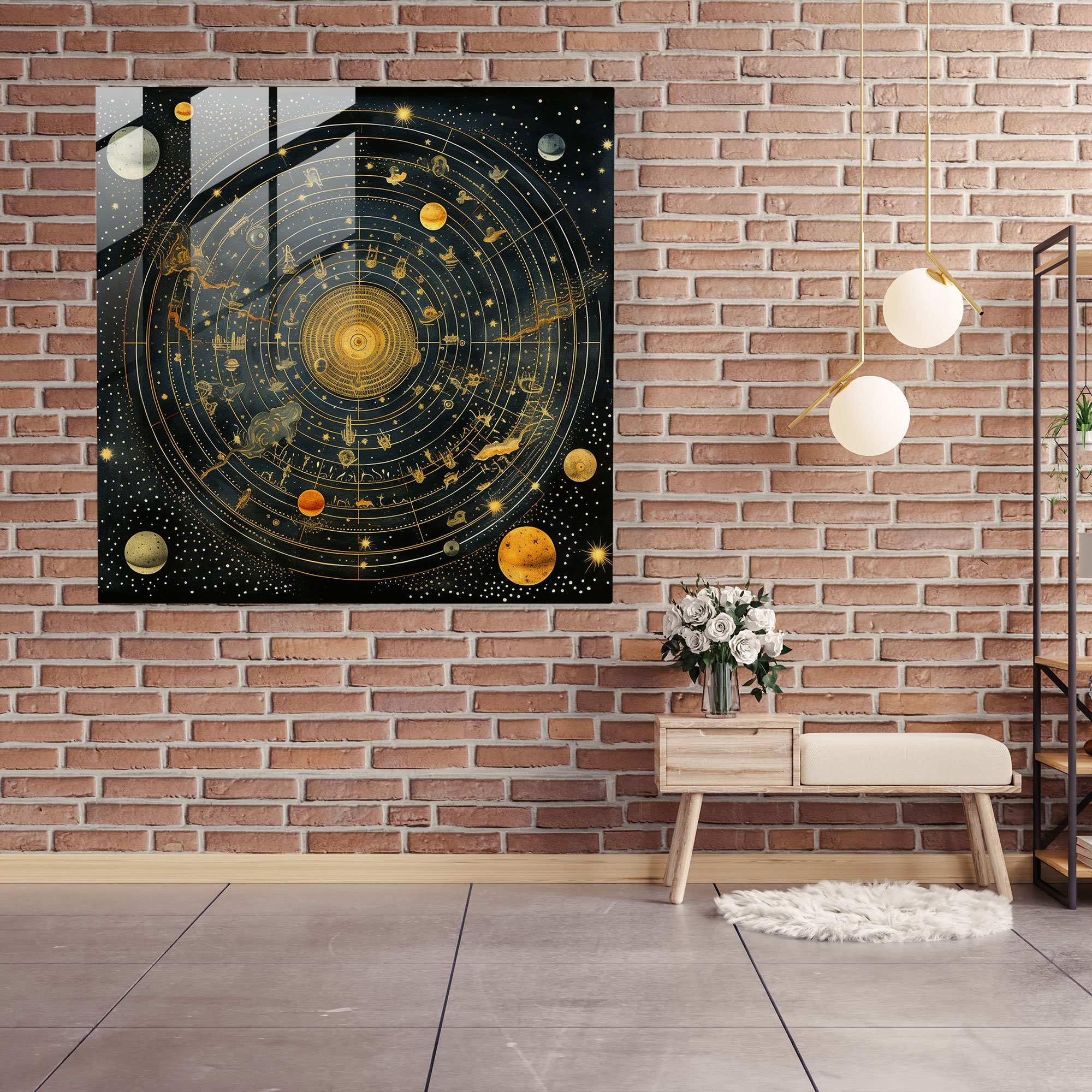 Renaissance Celestial Glass Print - Renaissance, Wall Decoration, Celestial Map, Universe