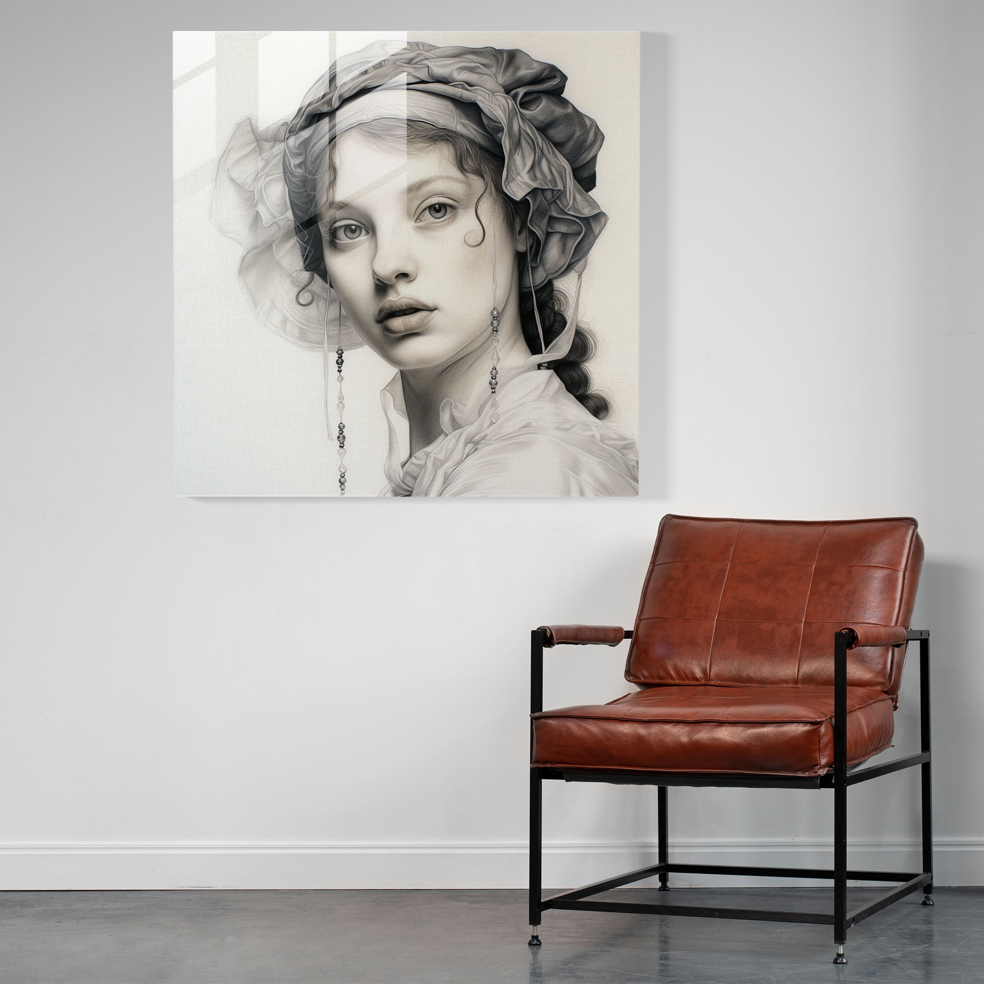 Renaissance Portrait Glass Print - Renaissance, Renaissance Portrait Drawing, Wall Decoration, Glass Print