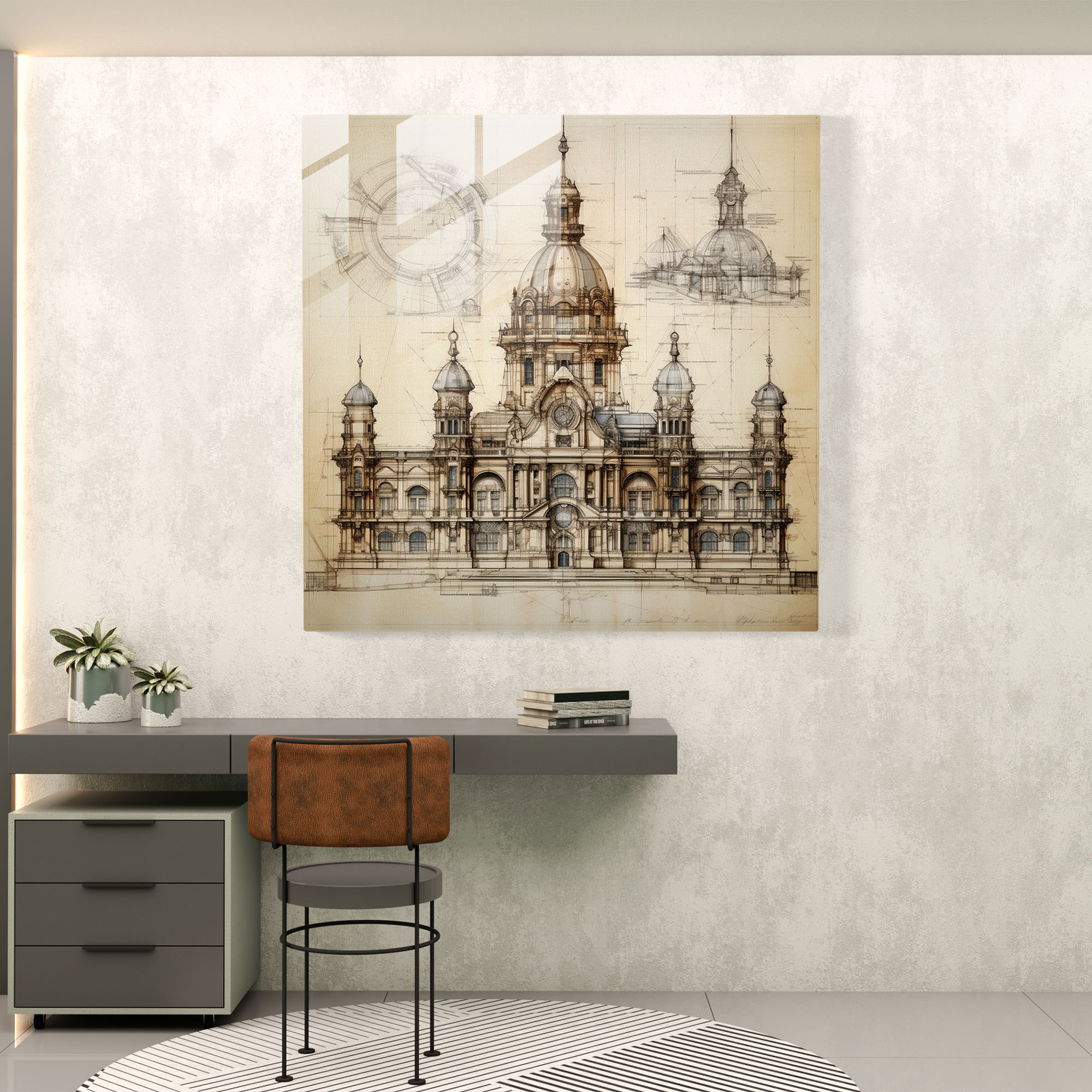 Renaissance Palace Glass Print - Renaissance, Glass Wall Art, Glass Art, Renaissance Architecture