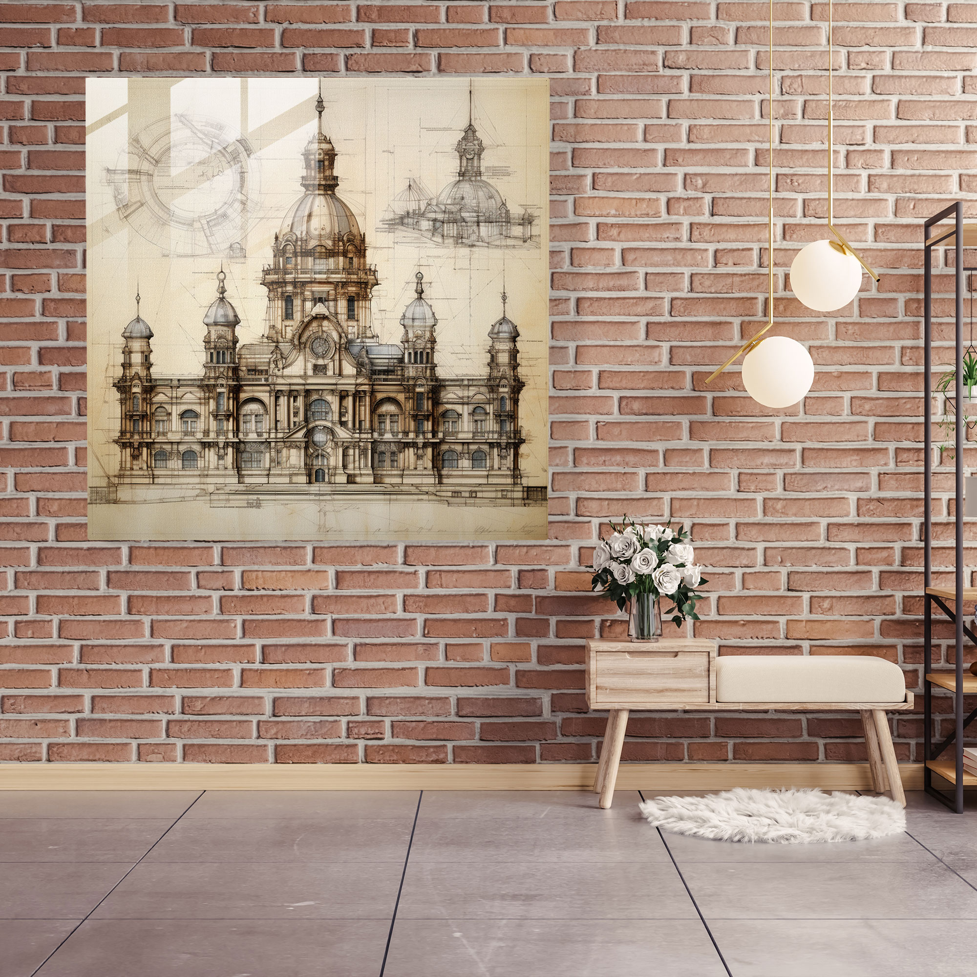 Renaissance Palace Glass Print - Renaissance, Glass Wall Art, Glass Art, Renaissance Architecture
