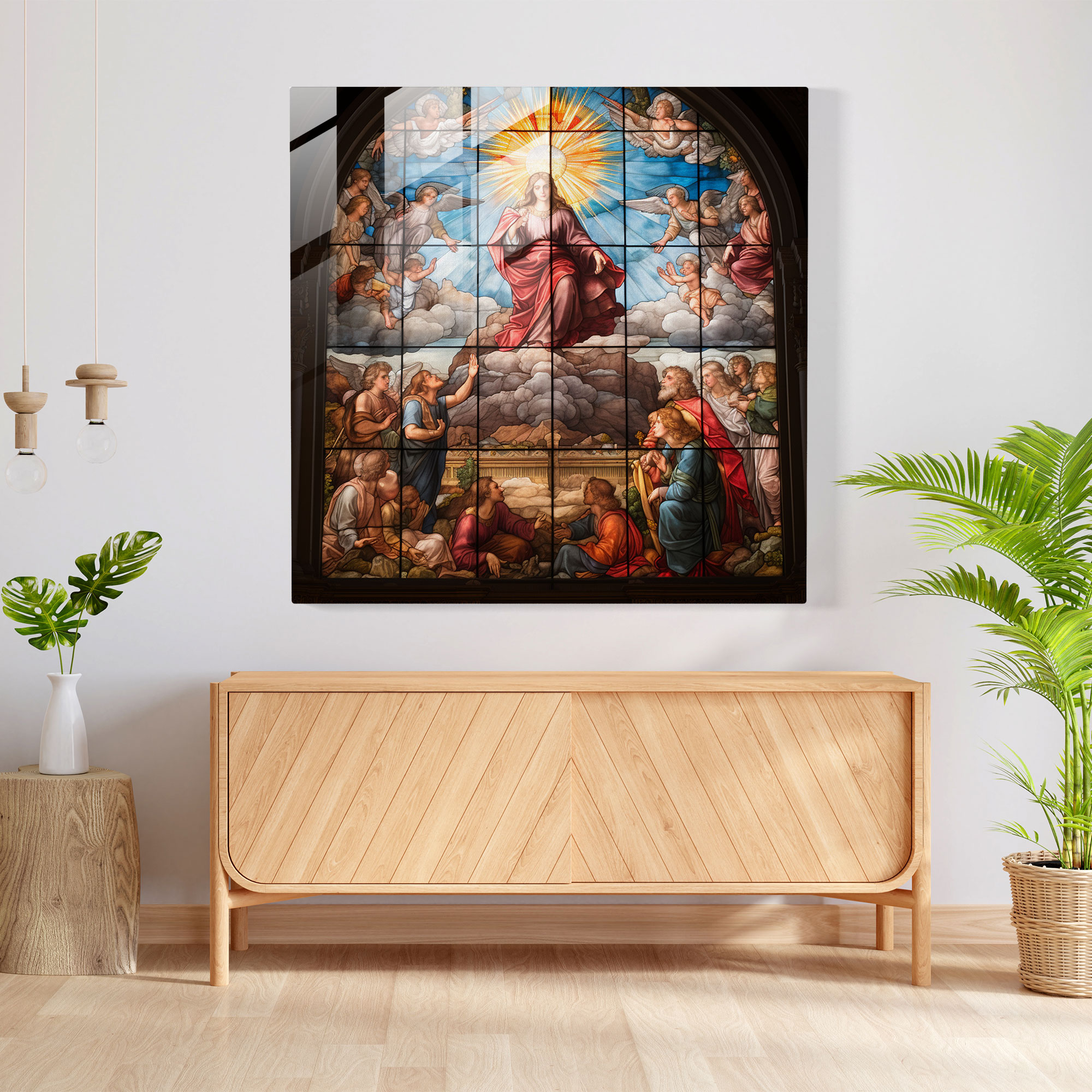 Heavenly Renaissance Glass Print - Renaissance, Modern Art, Home Decoration, Heavenly Light