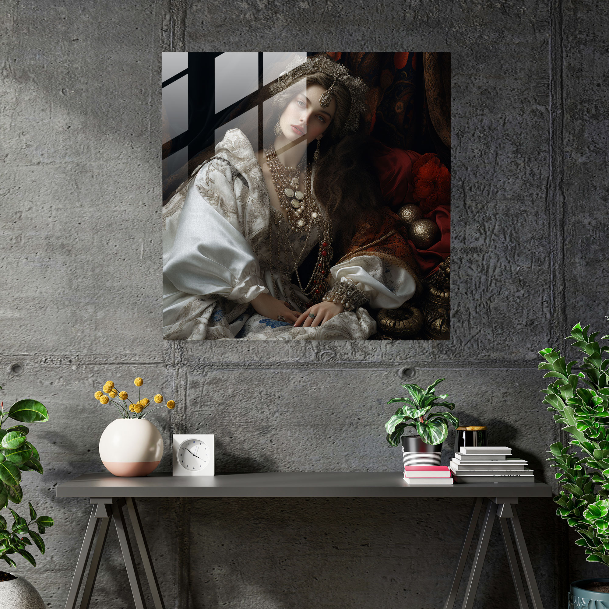Renaissance Noblewoman Glass Print - Renaissance, Modern Art, Renaissance Masterpiece, Wall Decoration