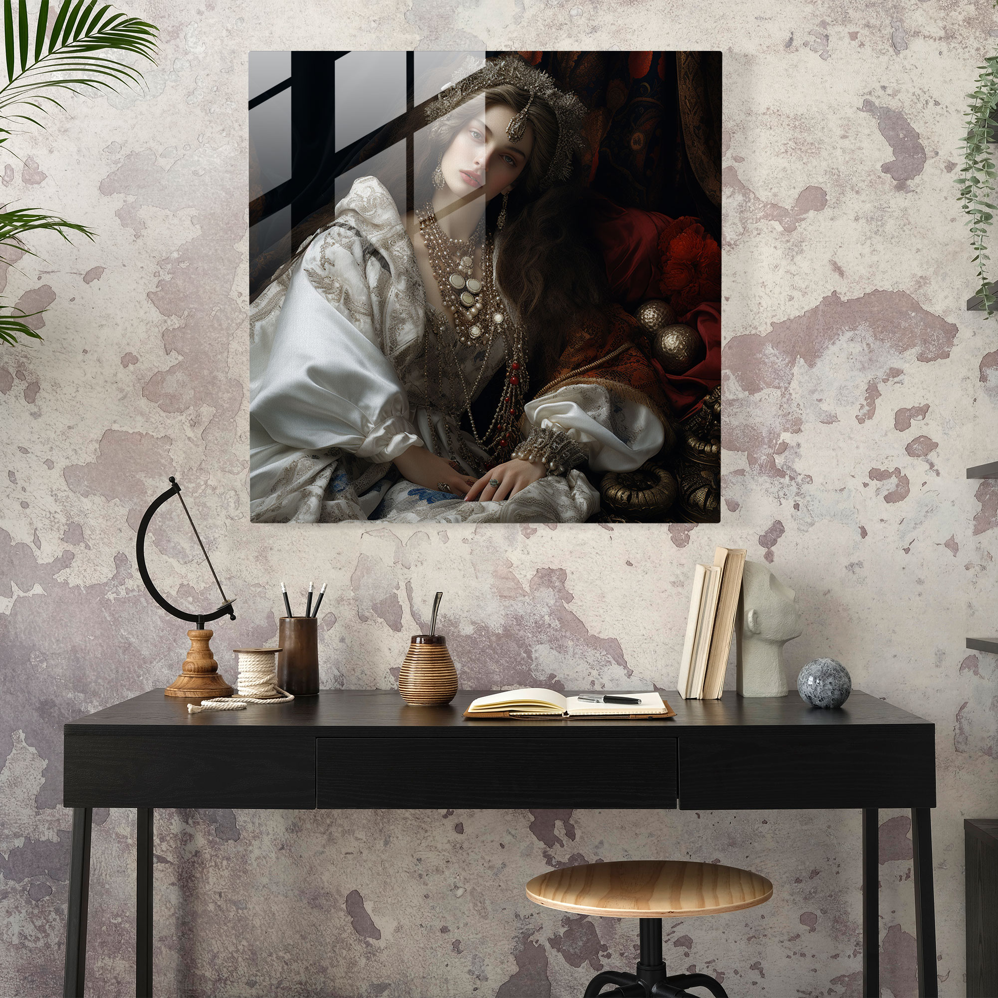 Renaissance Noblewoman Glass Print - Renaissance, Modern Art, Renaissance Masterpiece, Wall Decoration