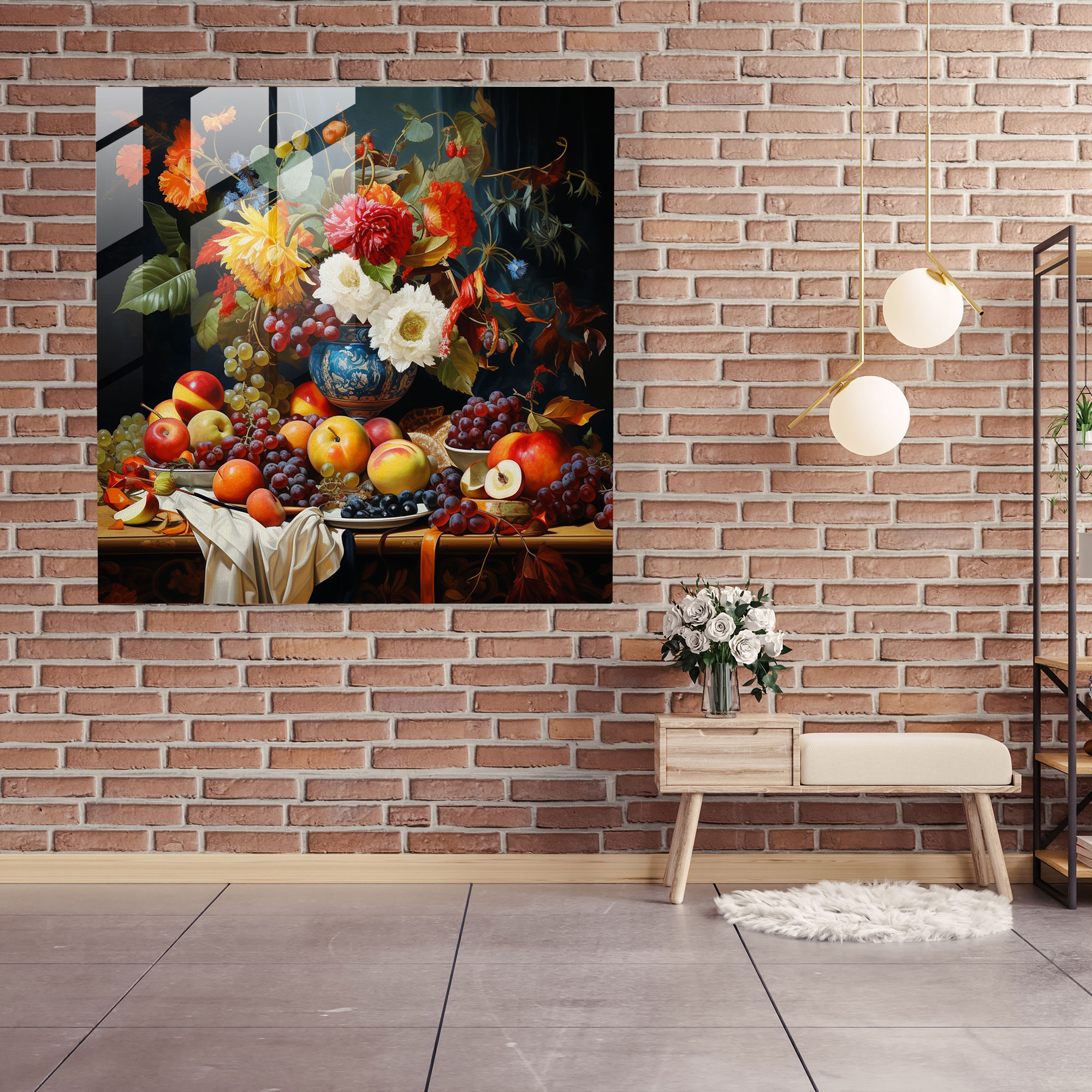 Renaissance Still Life Glass Print - Renaissance, Modern Art, Glass Print, Flowers