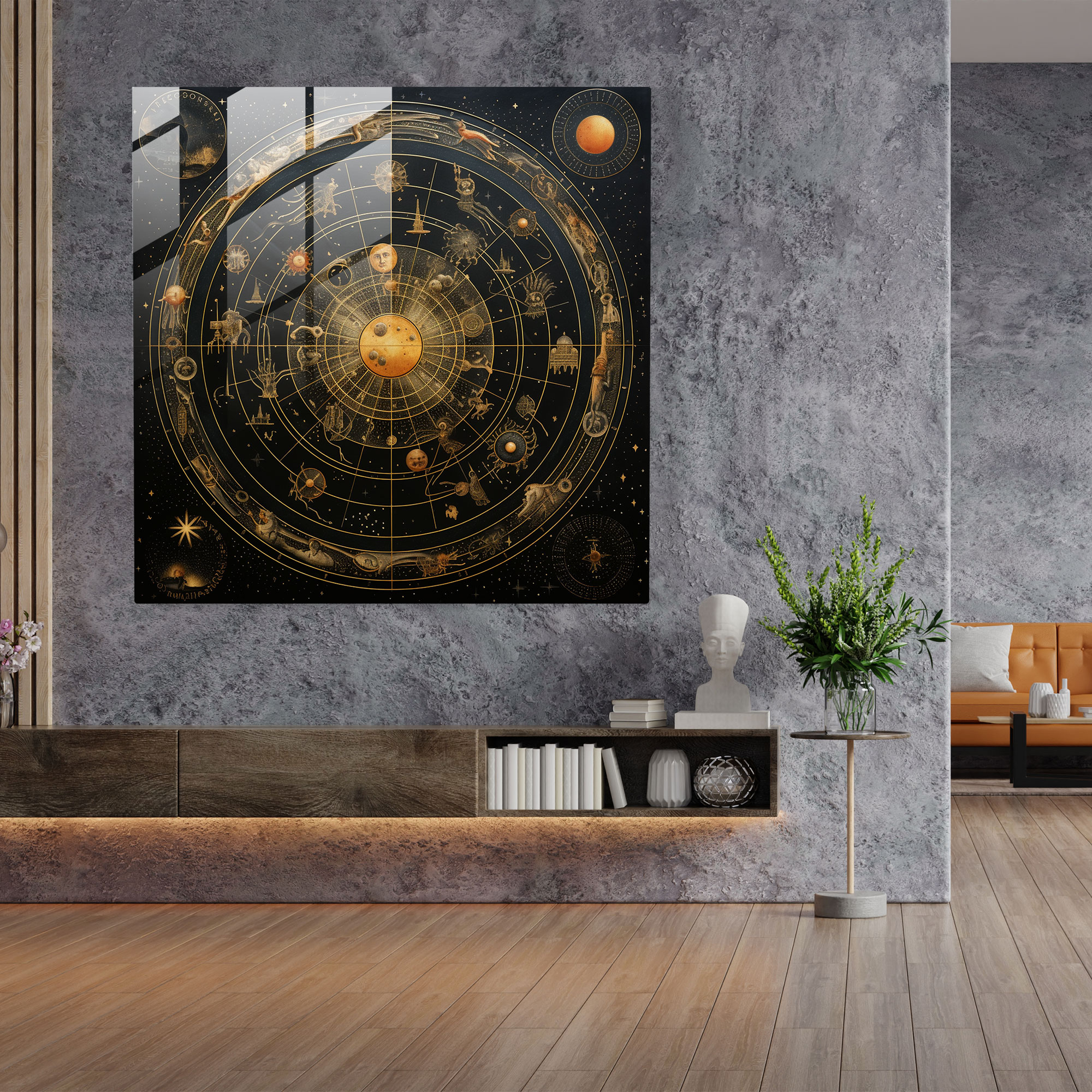 Renaissance Celestial Map Glass Print - Renaissance, Glass Art, Night Sky, Wall Decoration