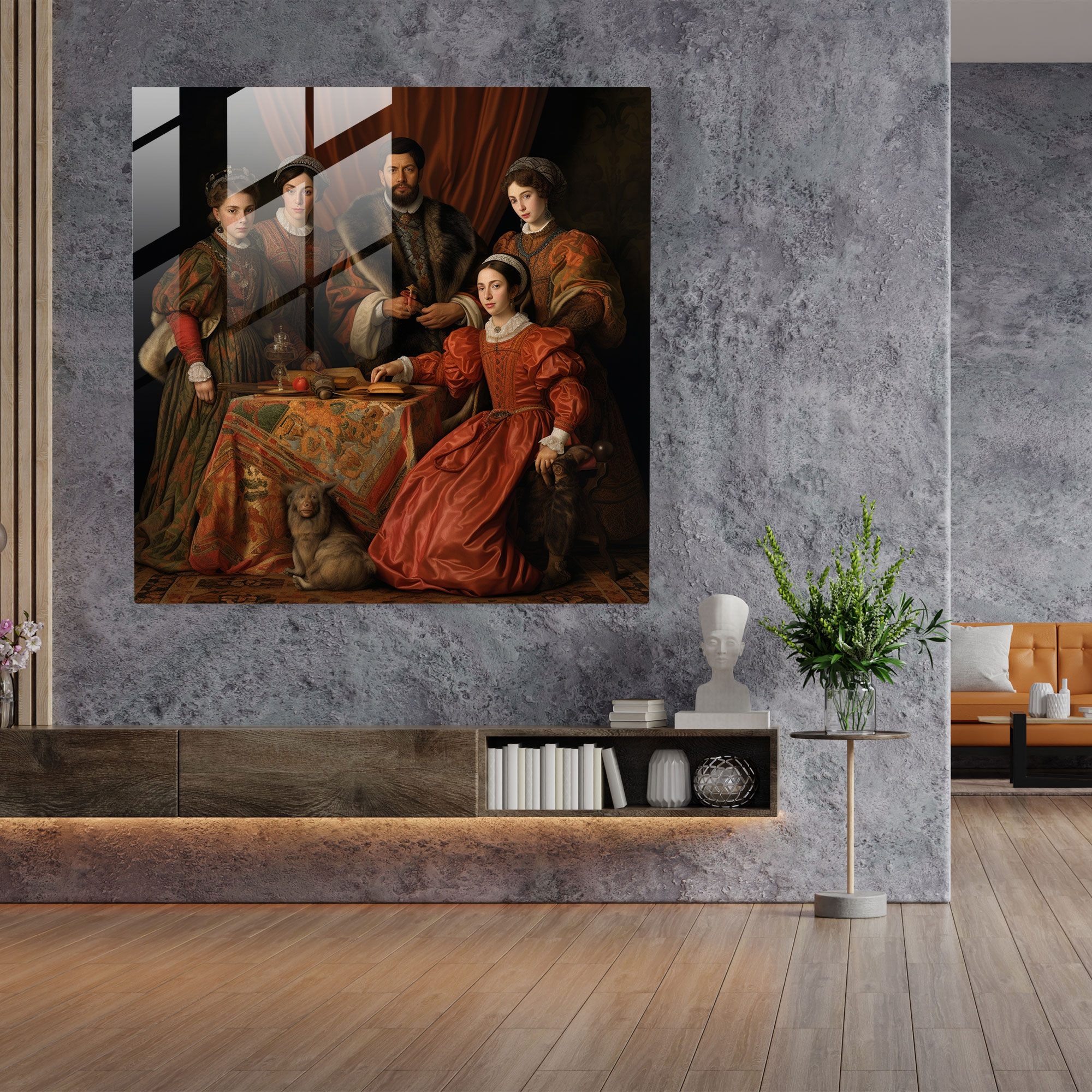Rönesans Hanedanı Cam Tablosu - Rönesans Modern Sanat Cam Tablo