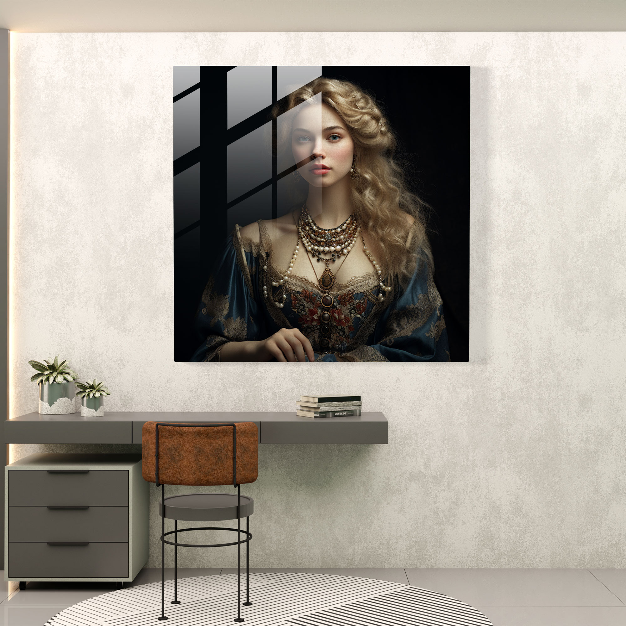 Renaissance Noblewoman Glass Print - Renaissance, Renaissance, Glass Art, Glass Print