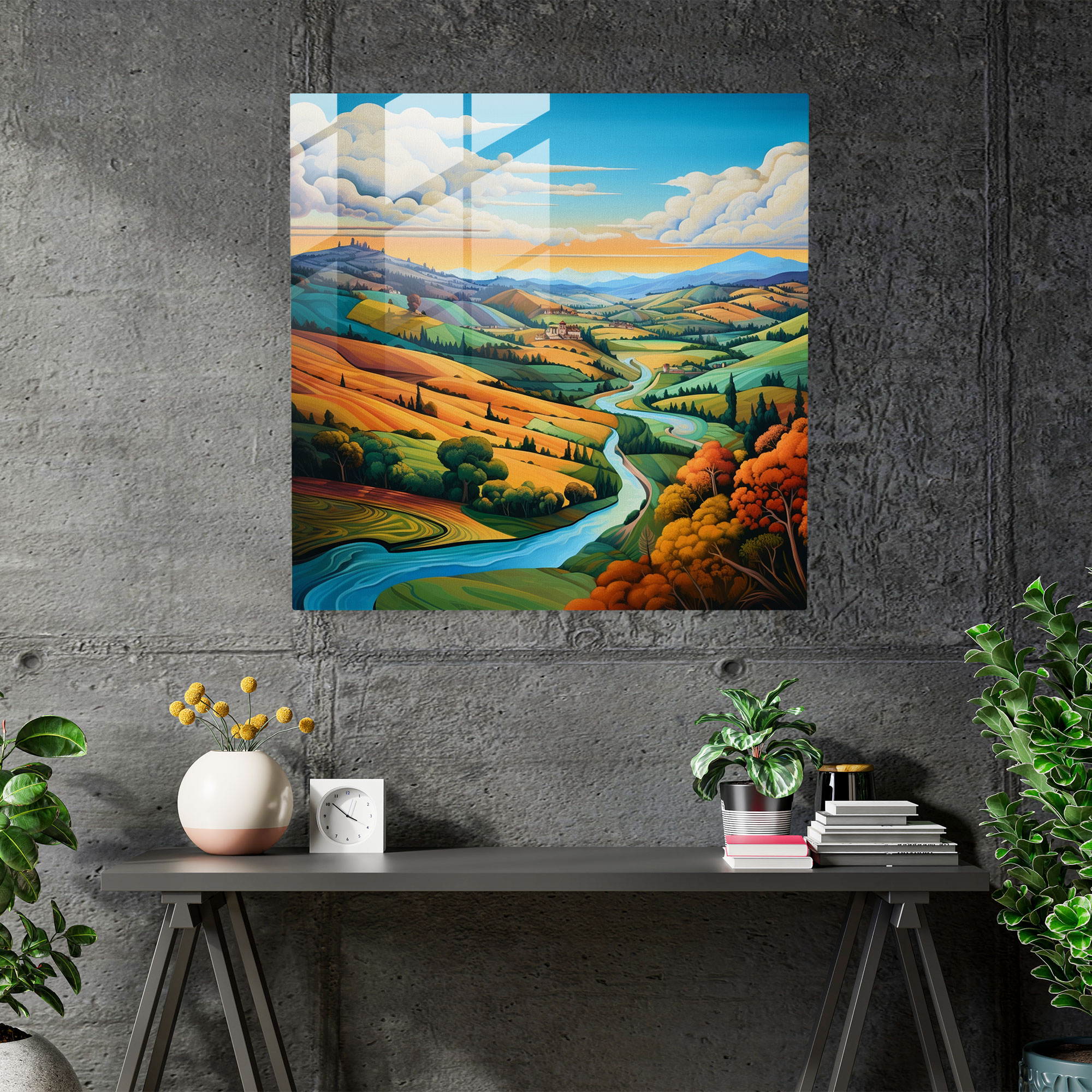 Renaissance Landscape Glass Print - Renaissance, Home Decoration, Landscape, Glass Art