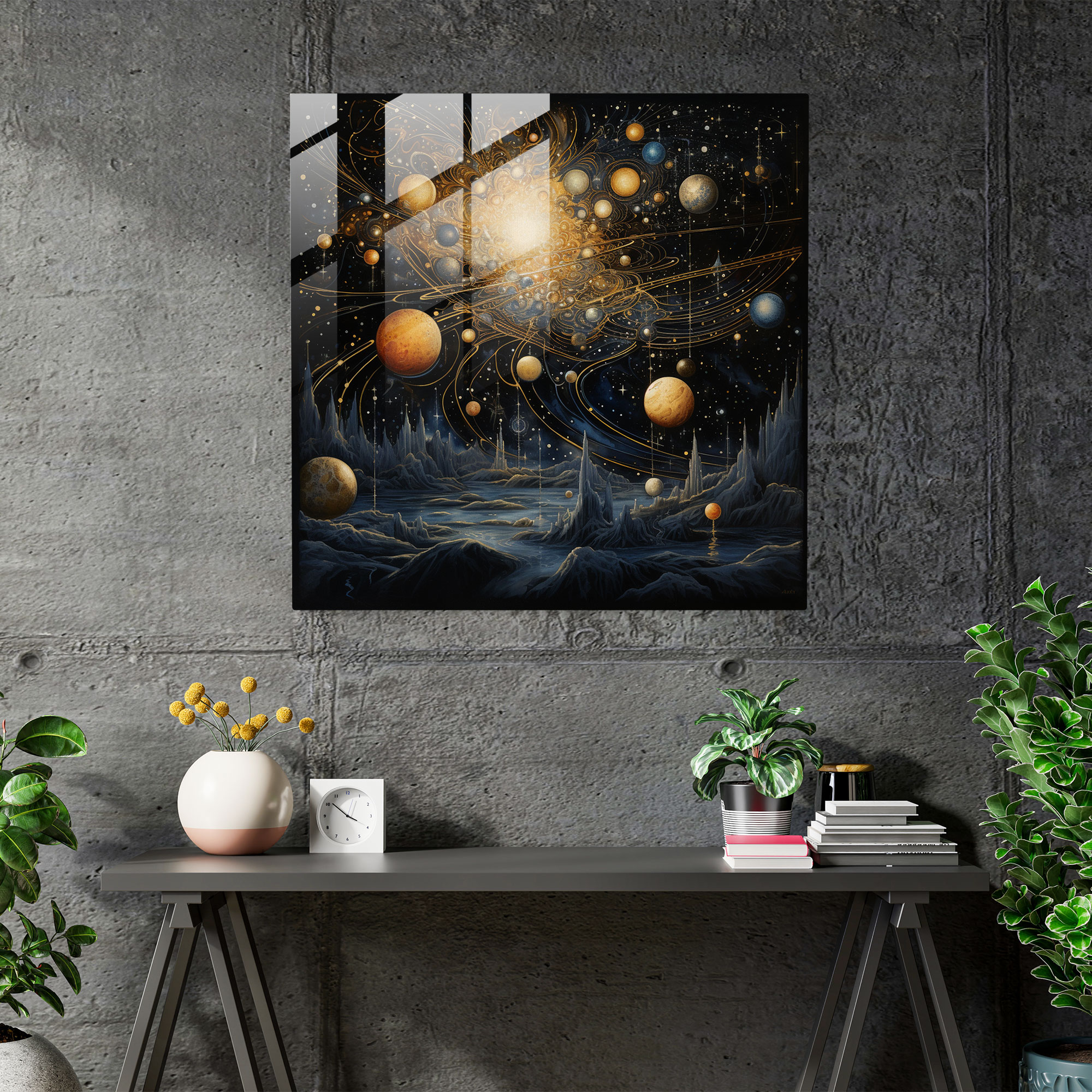 Renaissance Celestial Glass Print - Renaissance, Mysteries, Glass Wall Art, Planets