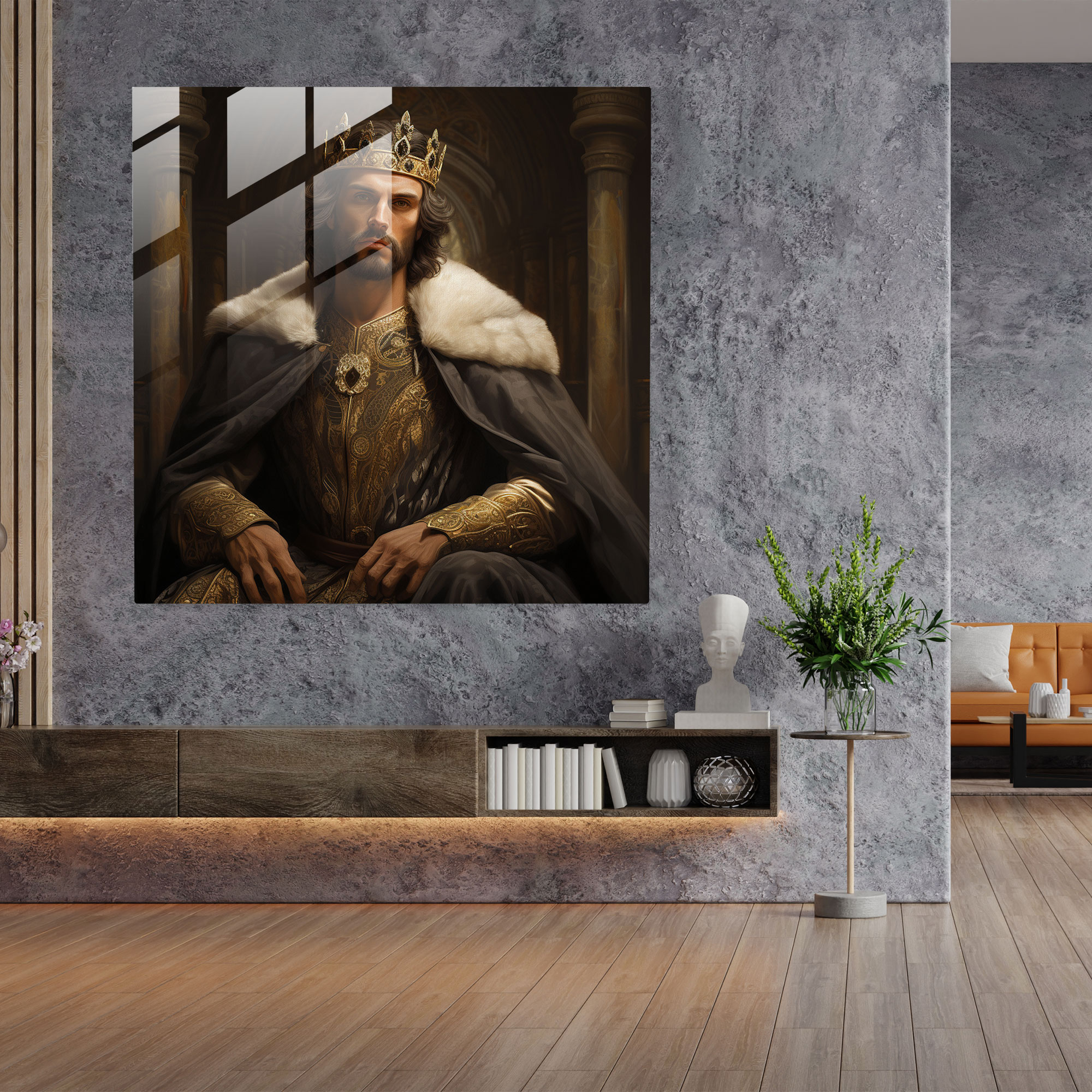 Rönesans Kraliçe Cam Tablo - Rönesans Cam Sanat Kraliçe Cam Duvar Sanatı