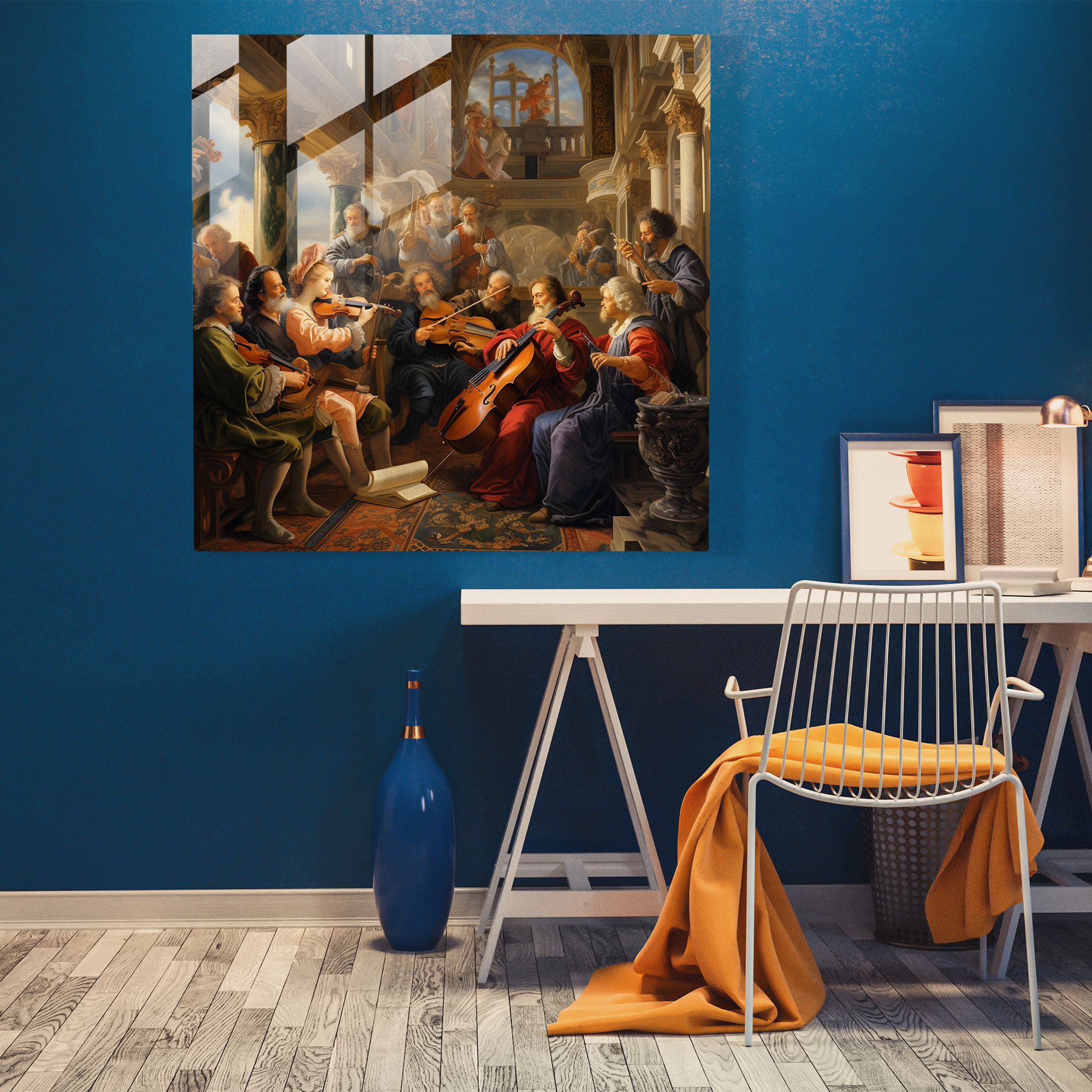 Rönesans Müzisyenleri Cam Tablo - Rönesans Cam Duvar Sanatı Modern Sanat