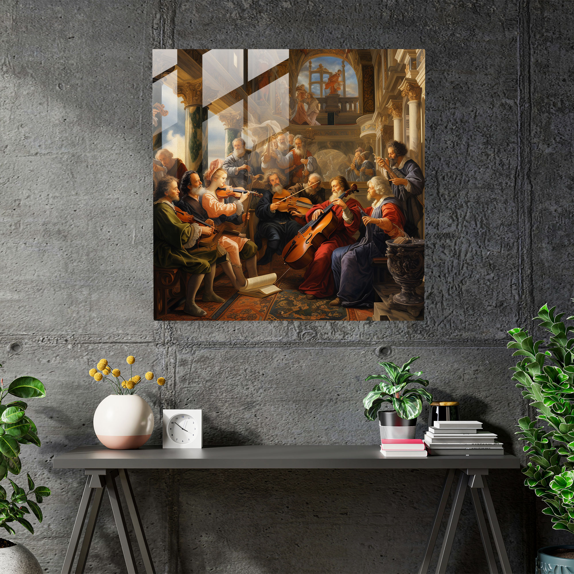 Rönesans Müzisyenleri Cam Tablo - Rönesans Cam Duvar Sanatı Modern Sanat