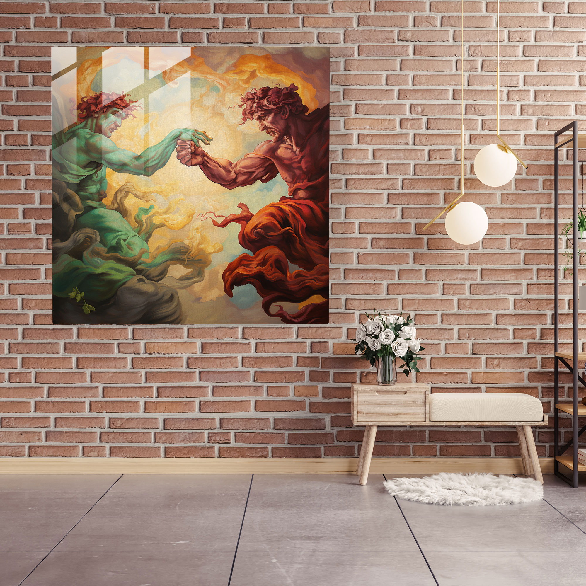 Rönesans Başyapıtı Cam Tablo - Rönesans Duvar Dekorasyon Cam Tablo Modern Sanat