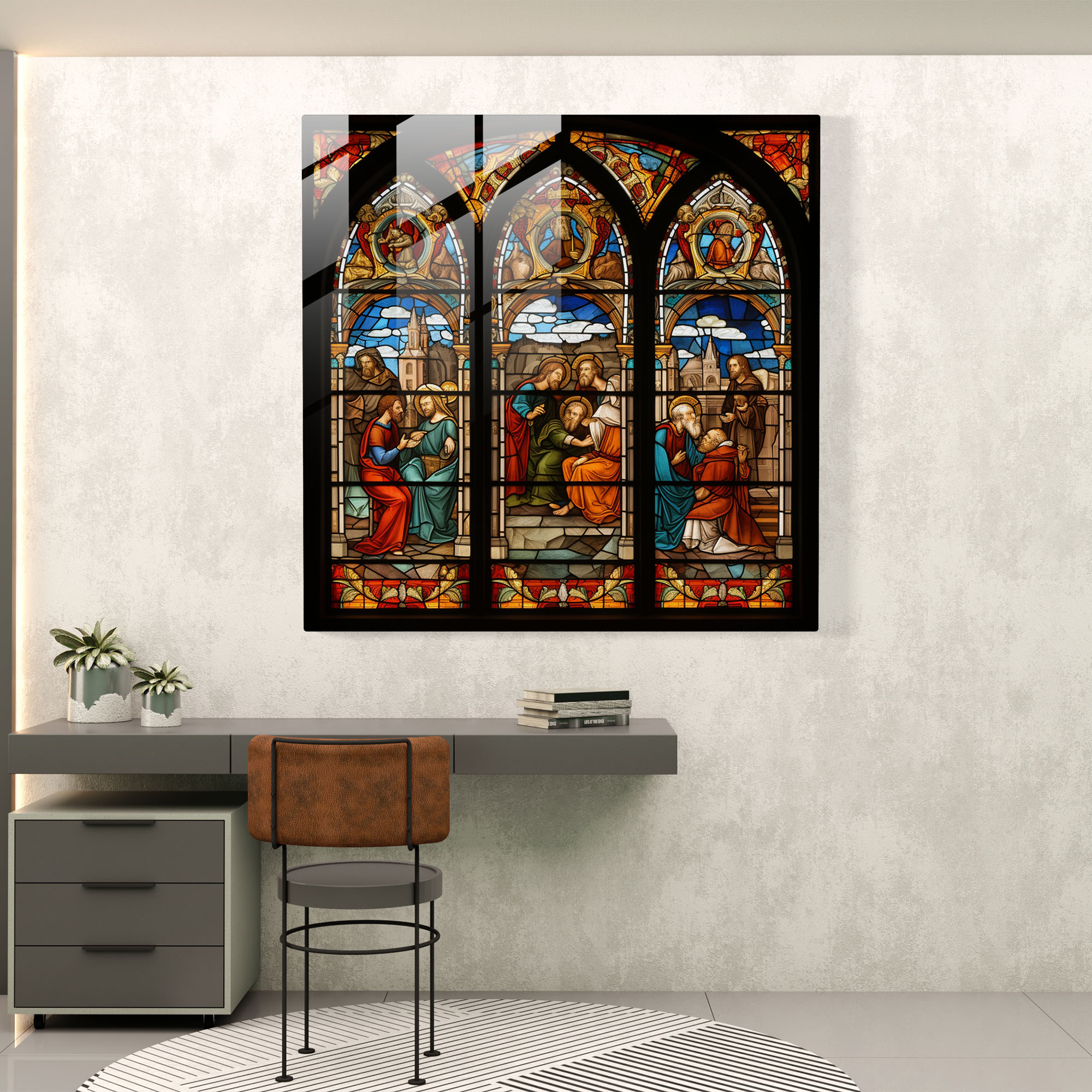 Renaissance Stained Glass Print - Renaissance, Renaissance, Stained Glass, Modern Art