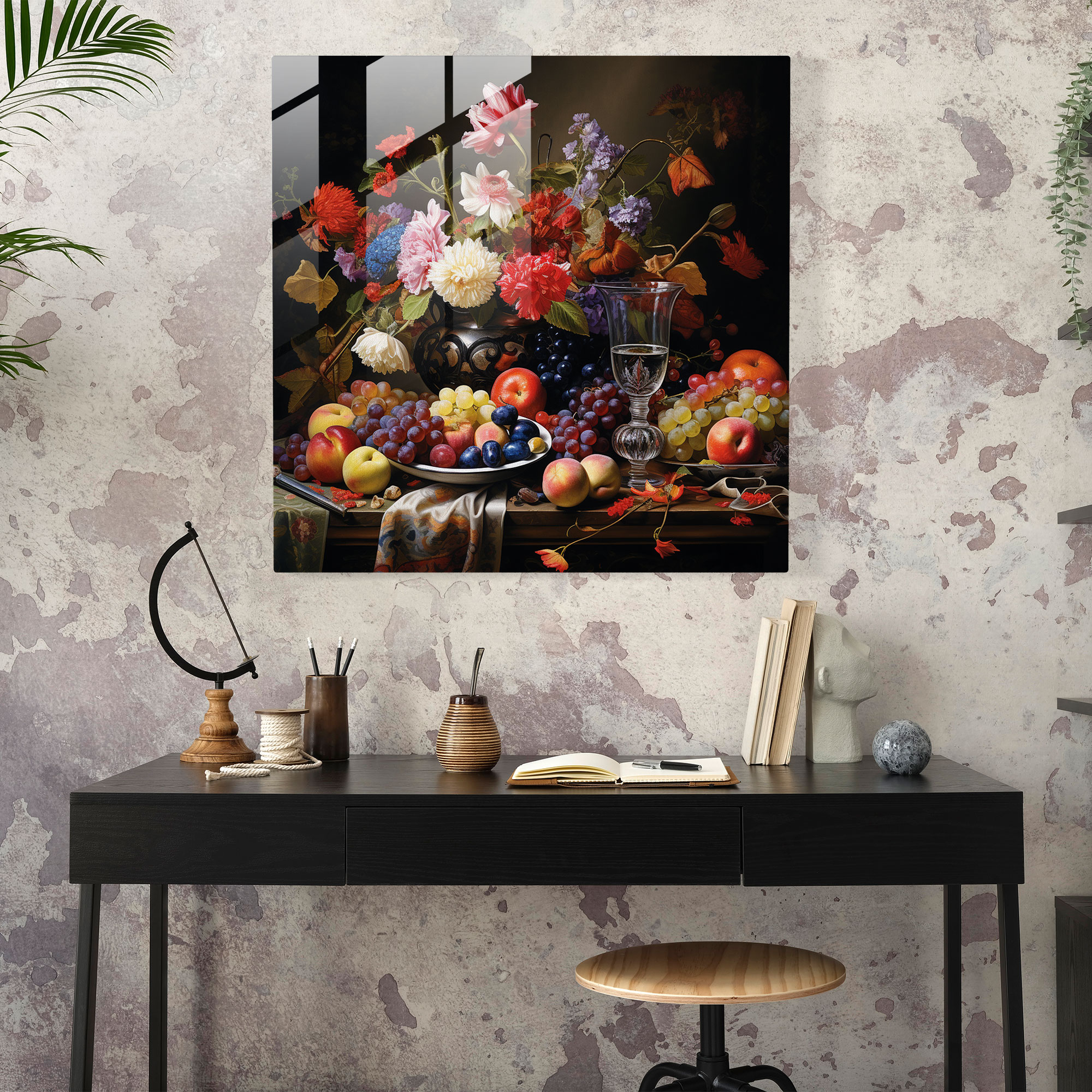 Renaissance Bouquet Glass Print - Renaissance, Home Decoration, Glass Wall Art, Modern Art