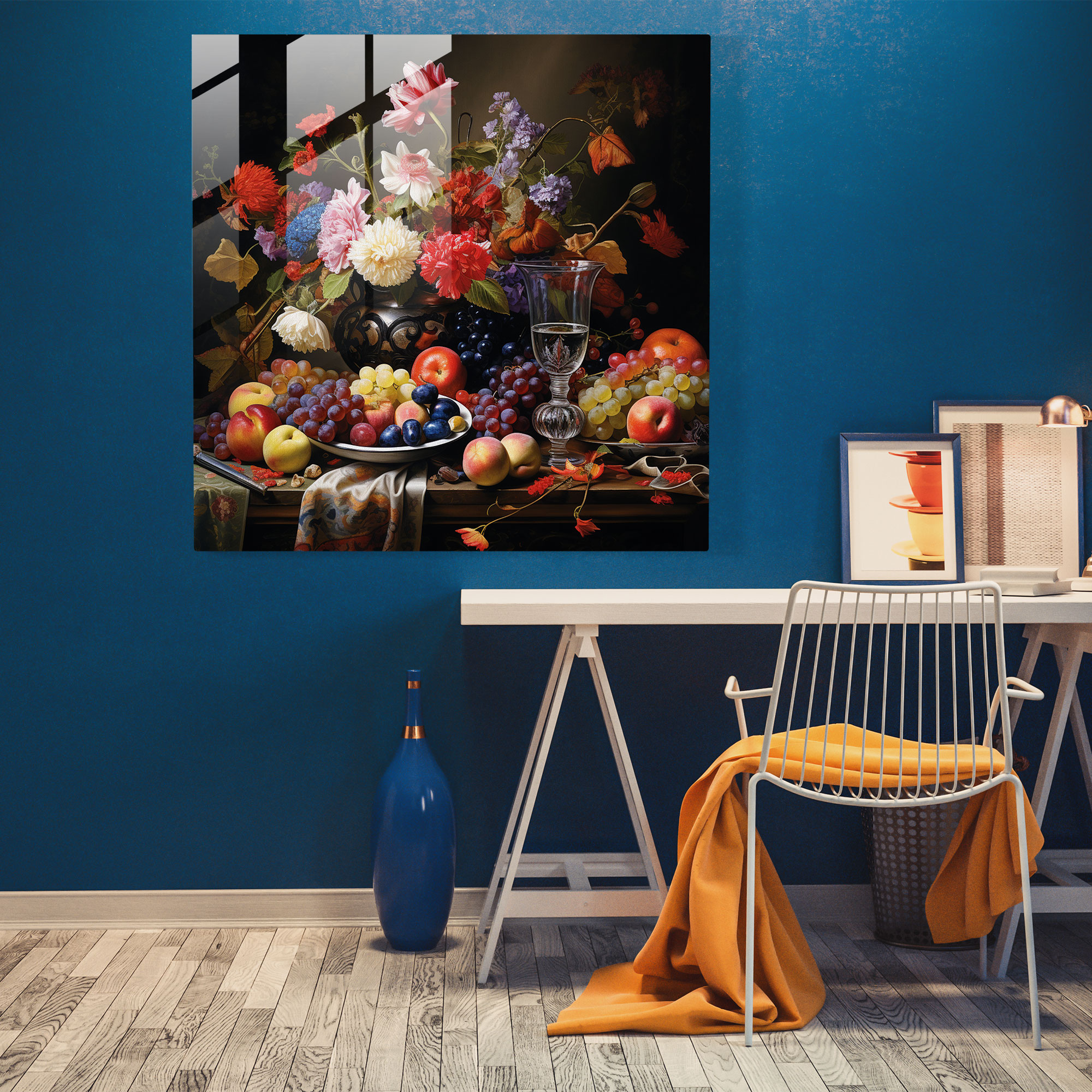 Renaissance Bouquet Glass Print - Renaissance, Home Decoration, Glass Wall Art, Modern Art