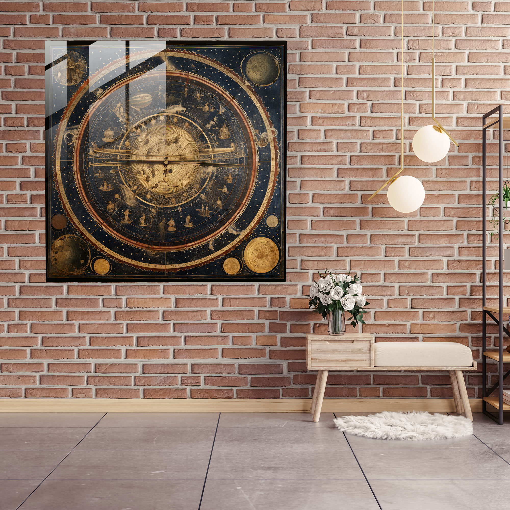 Rönesans Kozmos Cam Tablo - Rönesans Duvar Dekorasyonu Modern Sanat