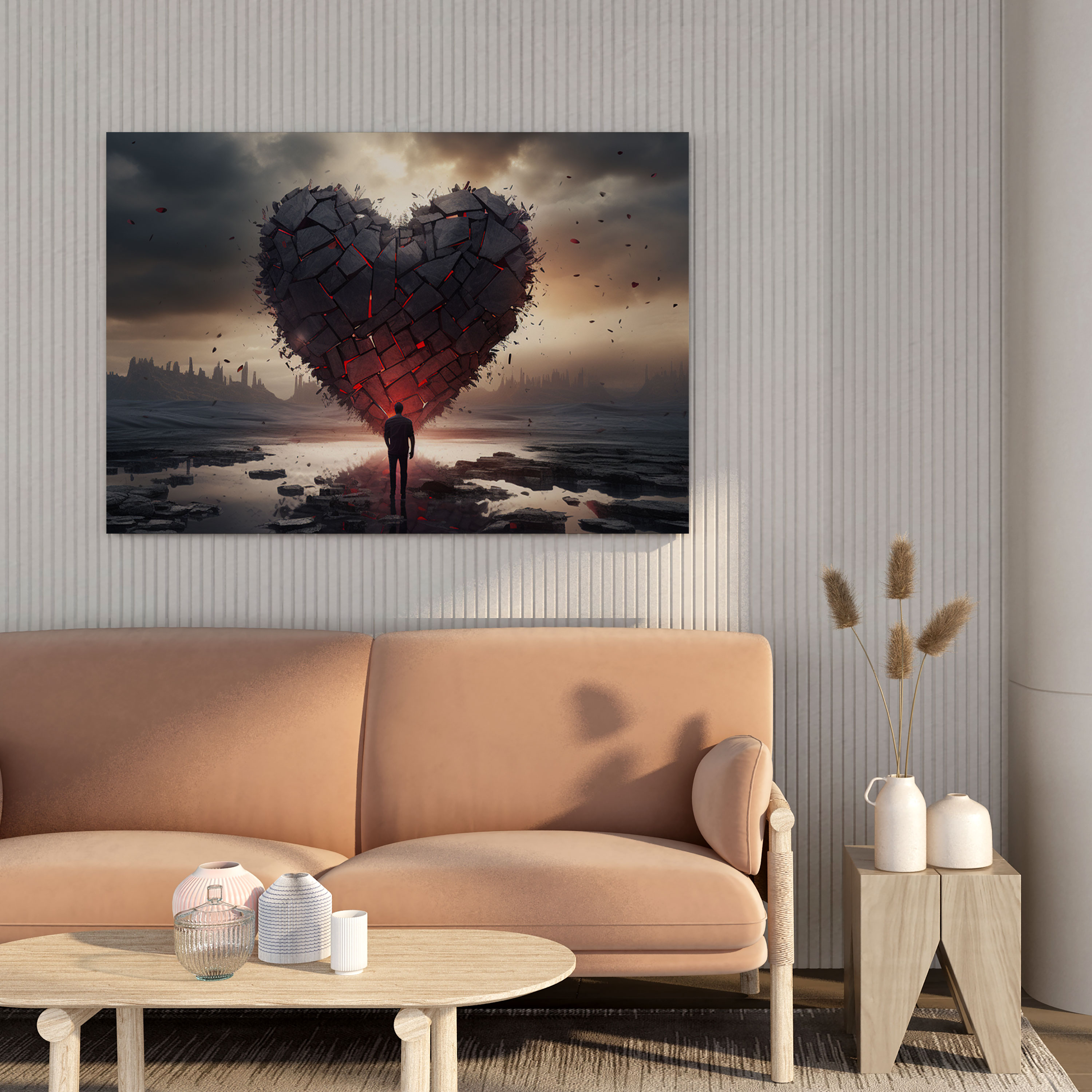 Rejection Surreal Wall Art - Rejection, Canvas Wall Art, Shattered Heart, Dark Clouds