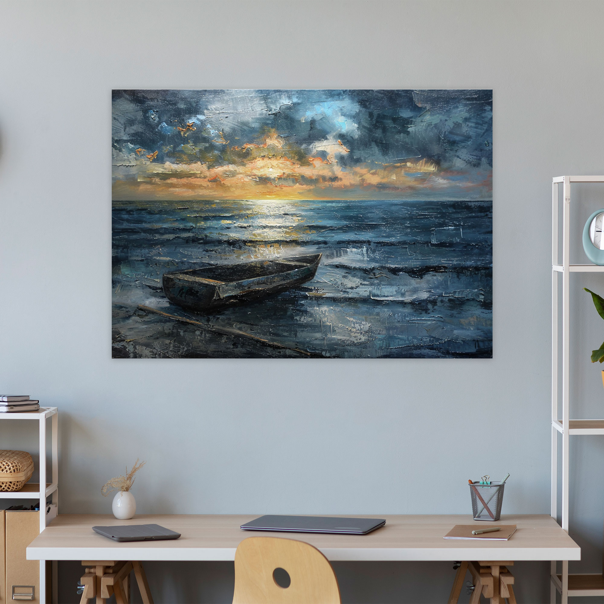 Rembrandt Tranquil Seascape Canvas Print - Rembrandt, Canvas Wall Art, Wall Art, Rembrandt
