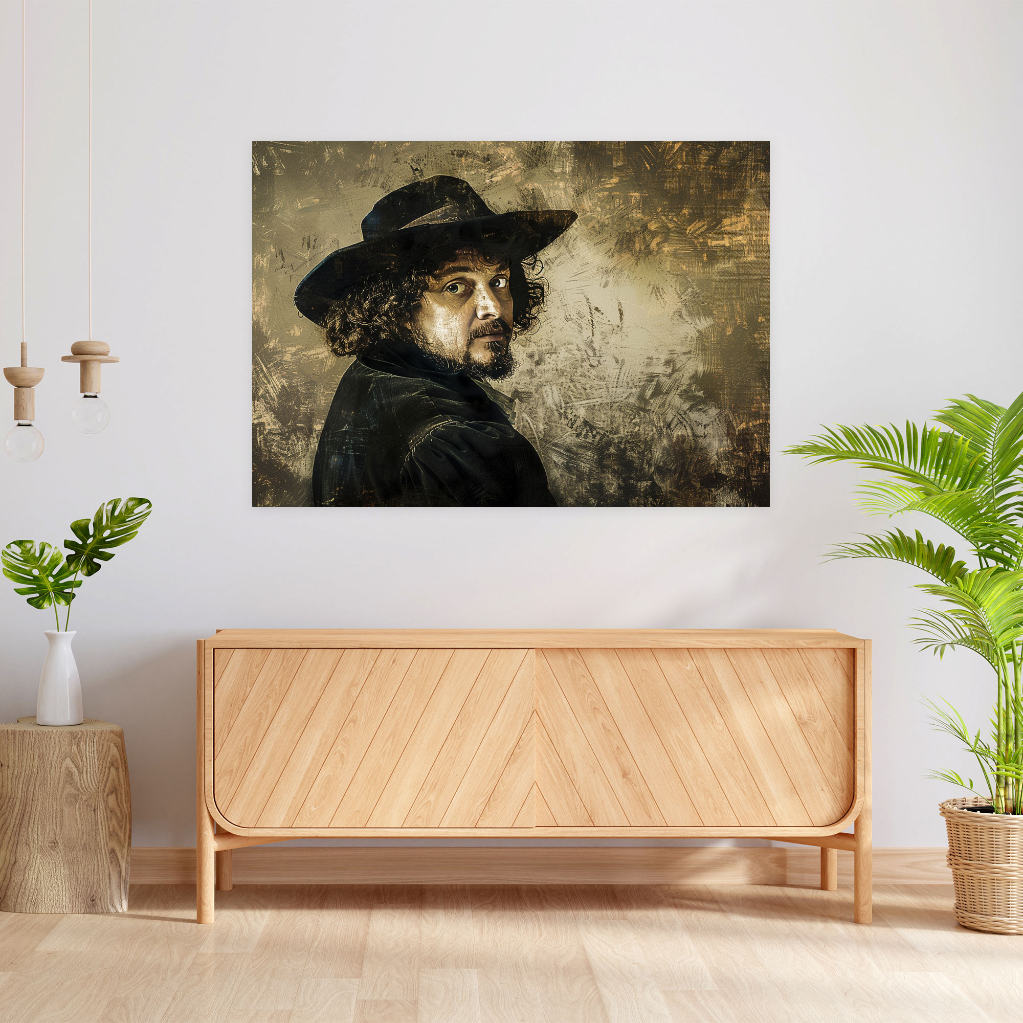 Rembrandt Modern Self-Portrait Canvas Print - Rembrandt, Canvas, Rembrandt, Home Decoration