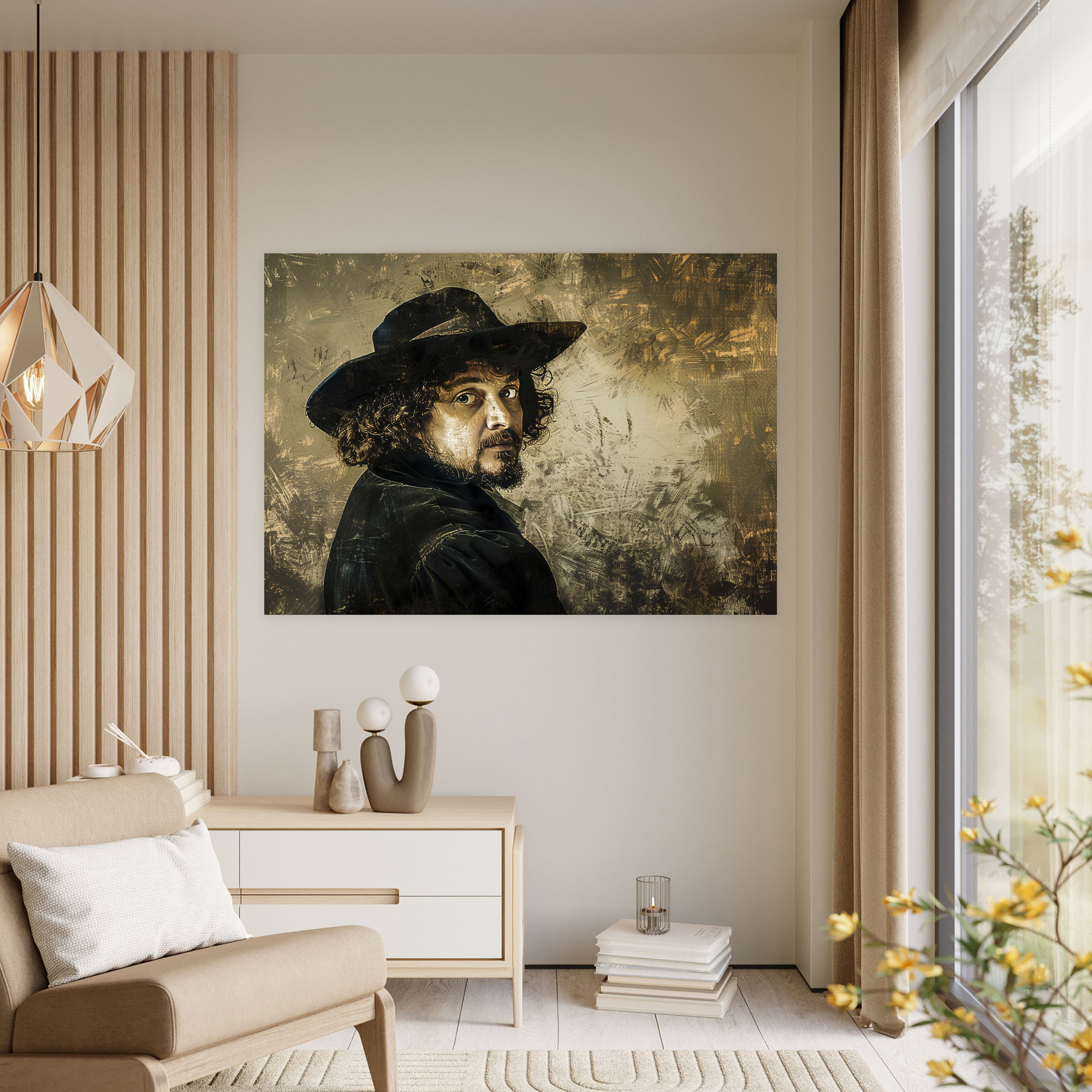 Rembrandt Modern Self-Portrait Canvas Print - Rembrandt, Canvas, Rembrandt, Home Decoration
