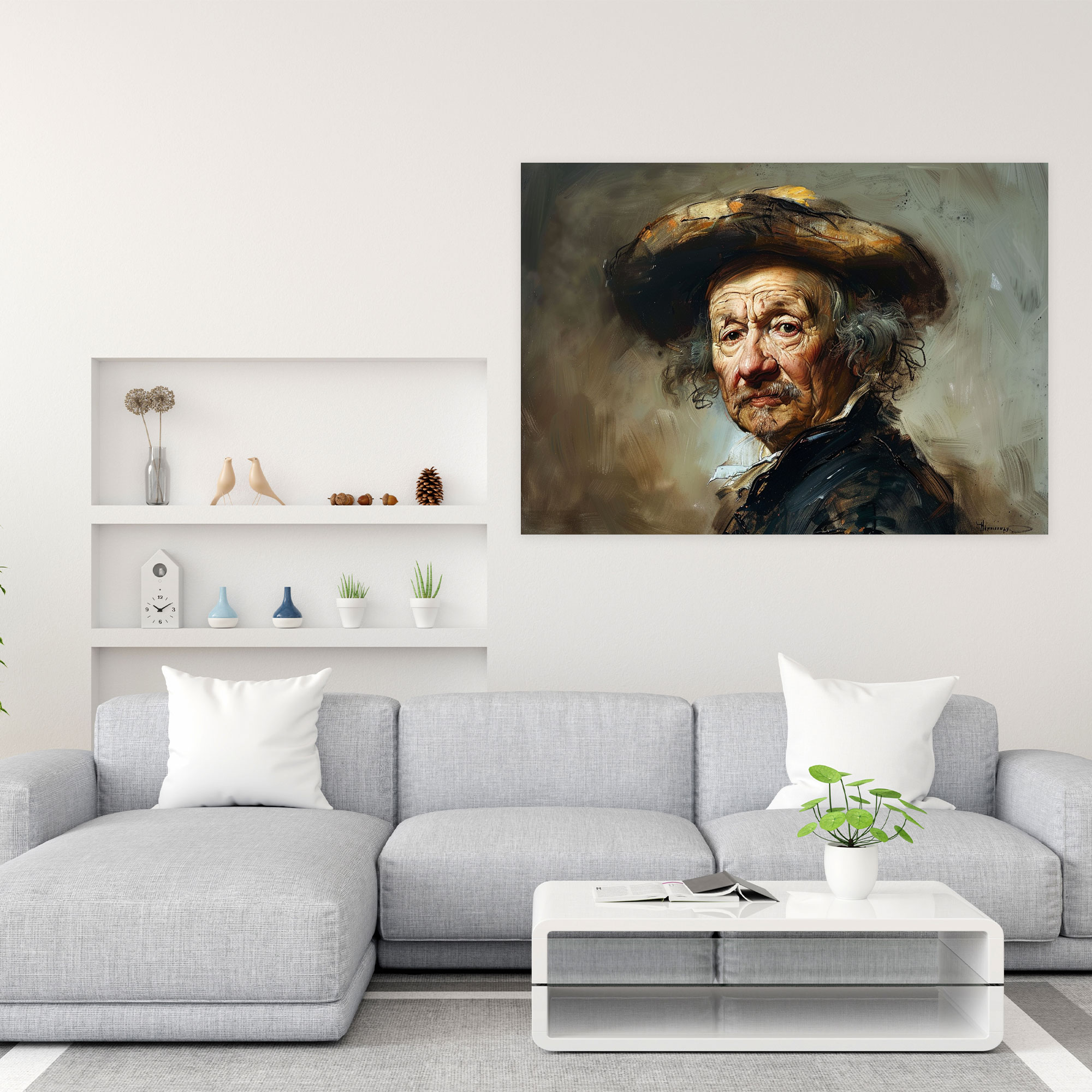 Rembrandt Expressive Portrait Canvas Print - Rembrandt, Canvas, Wall Decoration, Wall Art