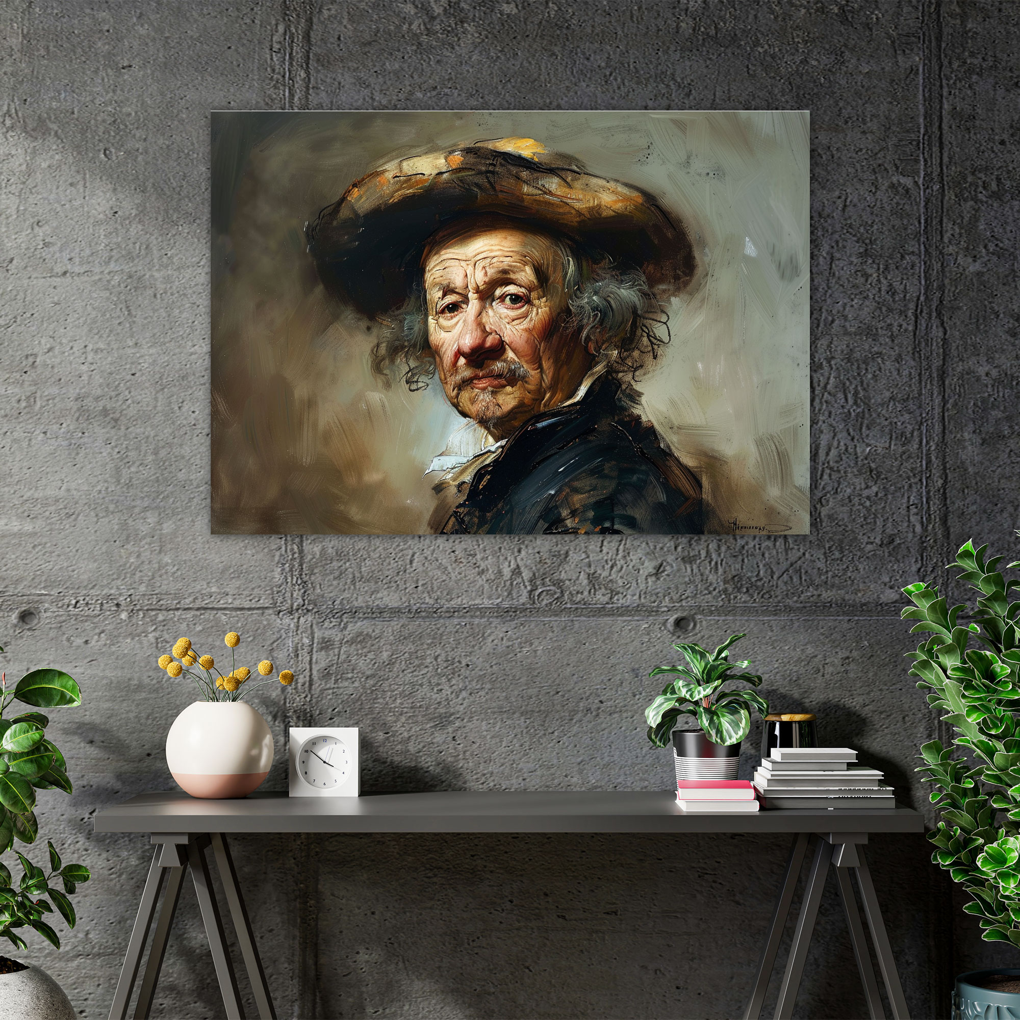Rembrandt Expressive Portrait Canvas Print - Rembrandt, Canvas, Wall Decoration, Wall Art