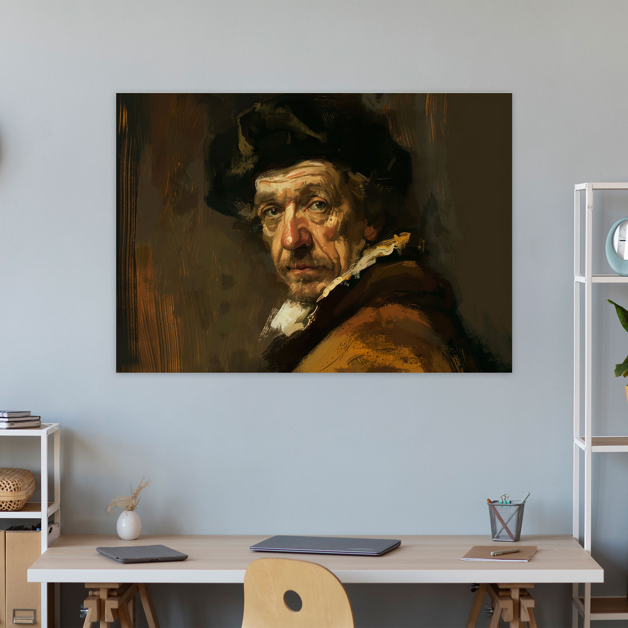 Rembrandt Kanvas Tablo - Kendi Portresi Duvar Sanatı - Ev Dekorasyonu için Rembrandt Kanvas Duvar Sanatı