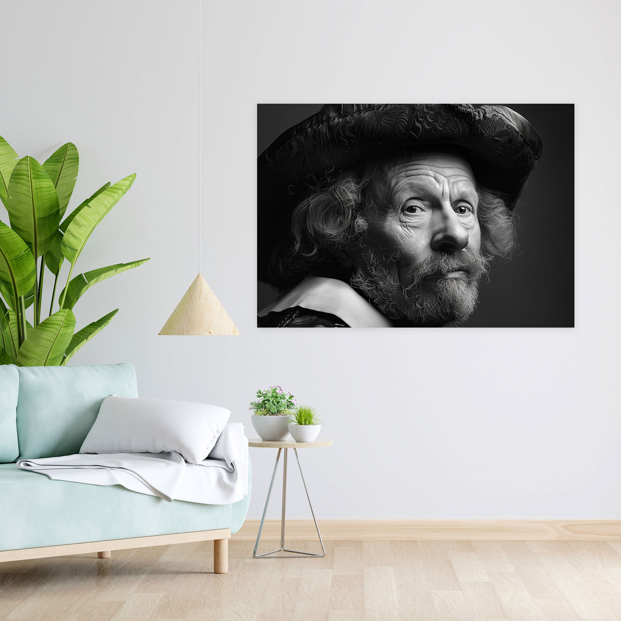 Rembrandt Siyah Beyaz Sanat Eseri Kanvas Tablo - Duvar Sanatı Kanvas Duvar Sanatı