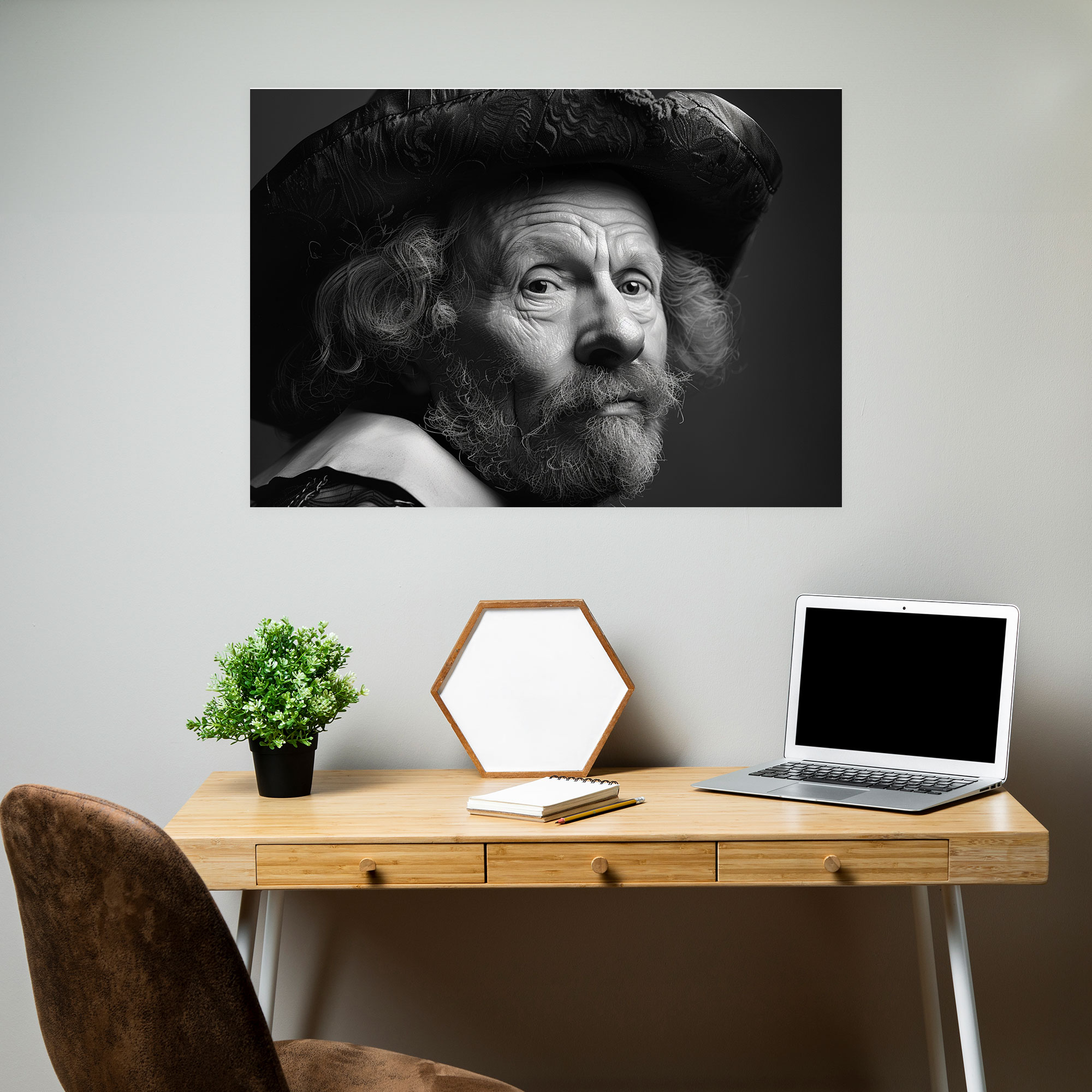 Rembrandt Siyah Beyaz Sanat Eseri Kanvas Tablo - Duvar Sanatı Kanvas Duvar Sanatı