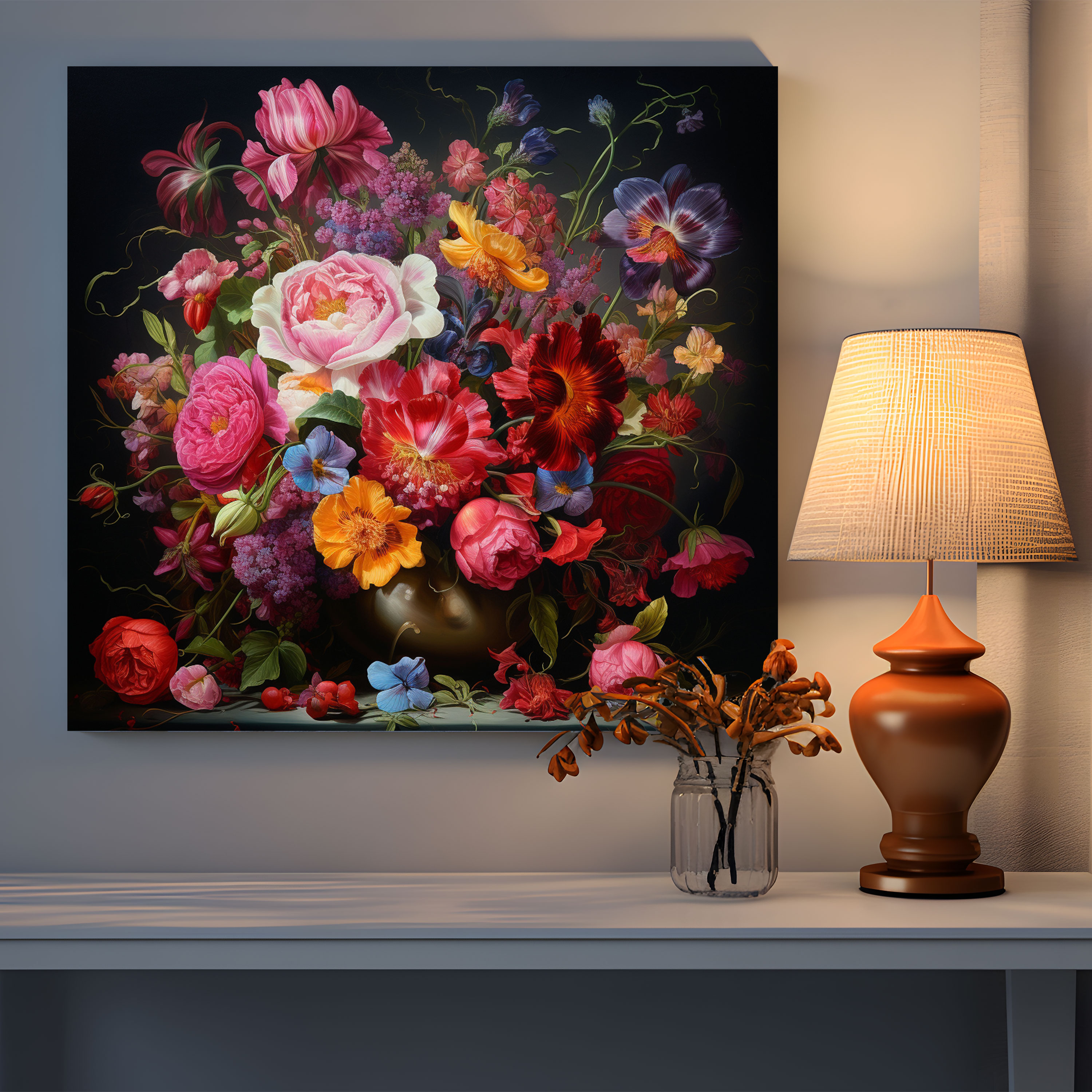 Renaissance Wall Art: Vibrant Flower Still-Life - Renaissance, Wall Art, Wall Decoration, Canvas